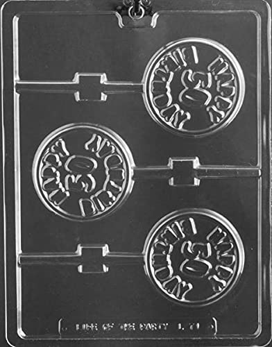 Grandmama's Goodies L071 Happy 50th Birthday Lollipop Chocolate Candy Mold - Perfect for Anniversary Celebrations, DIY Candy Making & Birthday Party Favors