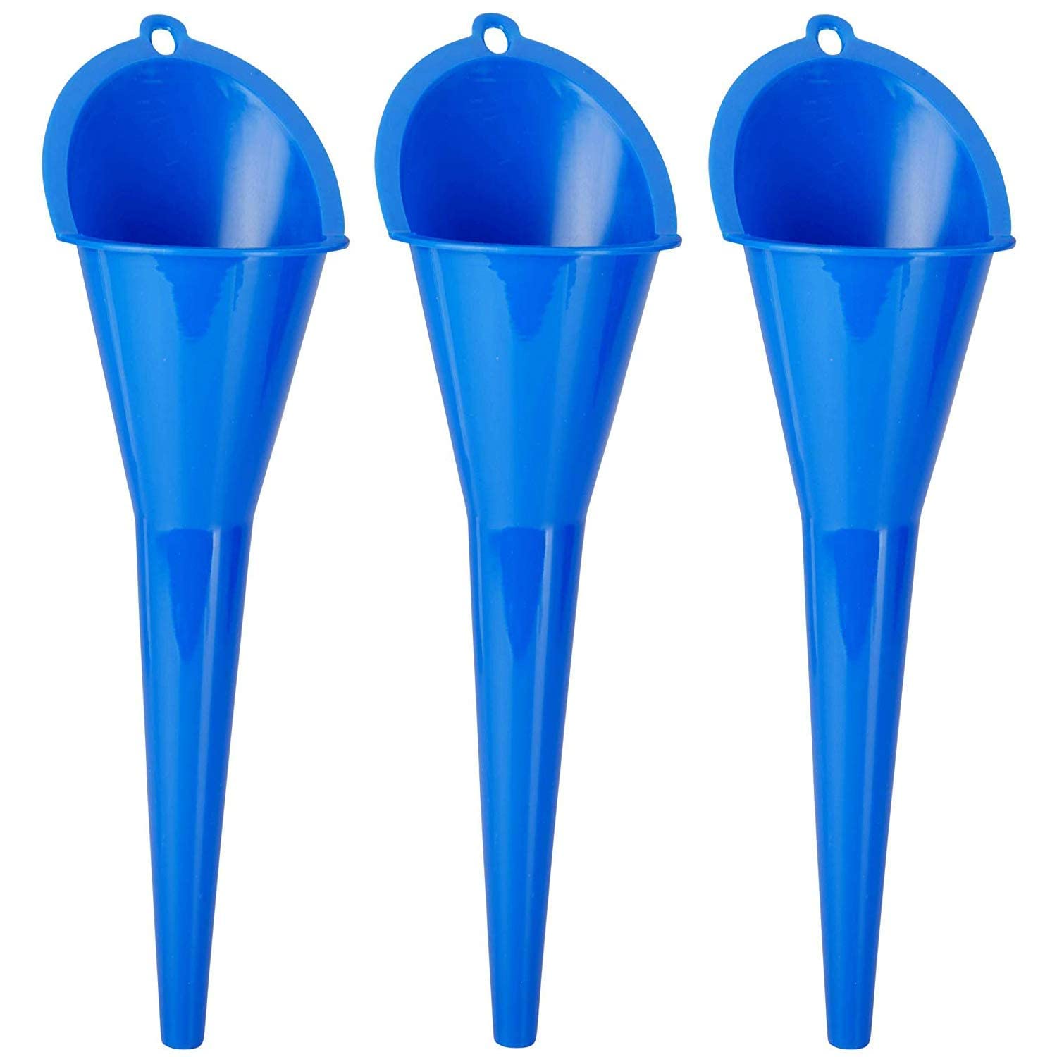 Premium Round Kitchen Funnel for Bottles, Jars & Containers - Heavy Duty Automotive Oil Funnel for Gas, Lubricants & Fluids - 12oz Oval Funnel (3-Pack, Blue) - Perfect for Cooking, Baking, DIY Projects & Car Maintenance