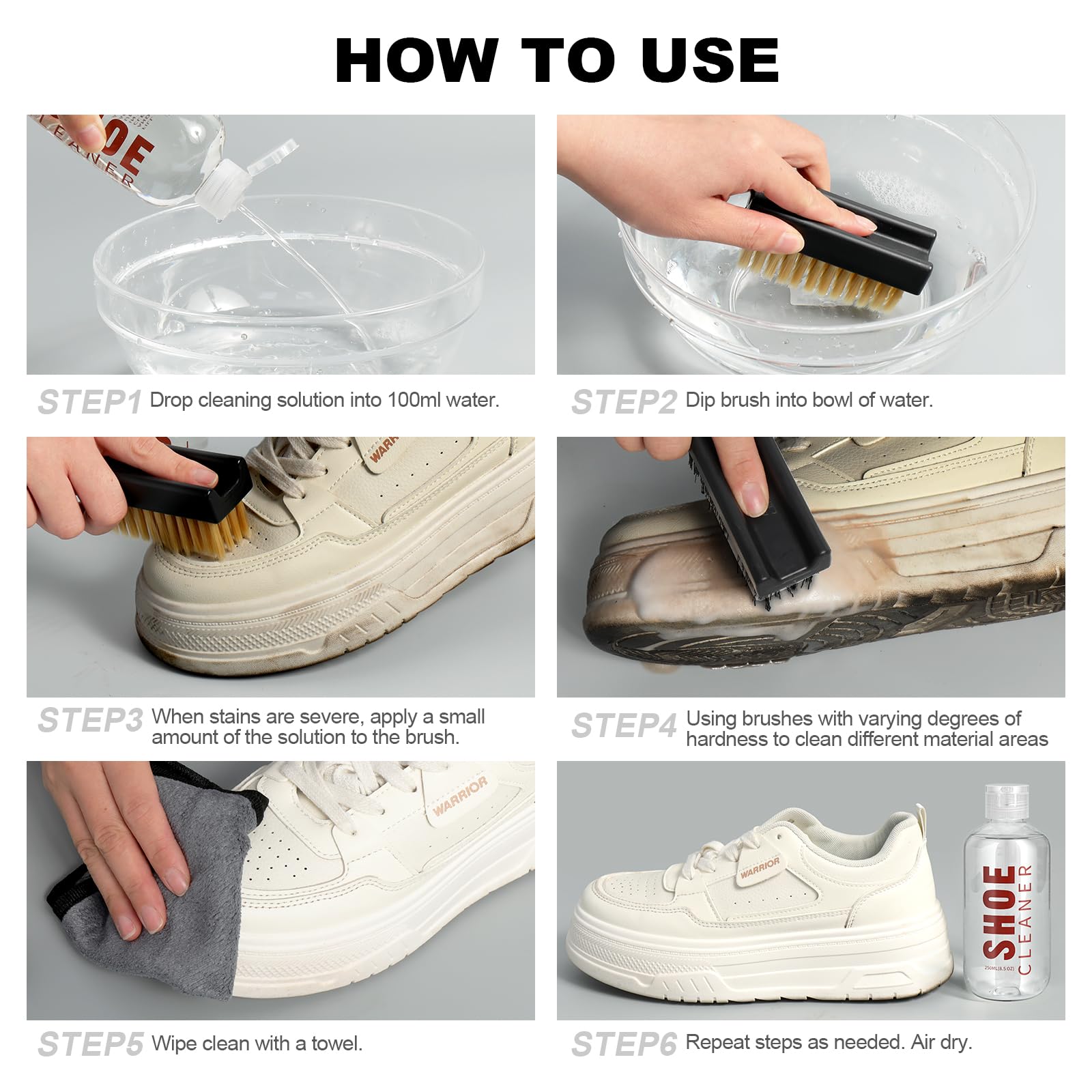 Premium Shoe Cleaner Kit - 8.5Oz with 3 Brushes & Towel for Sneakers, Boots & Fabric | Perfect for Gym & Outdoor Use