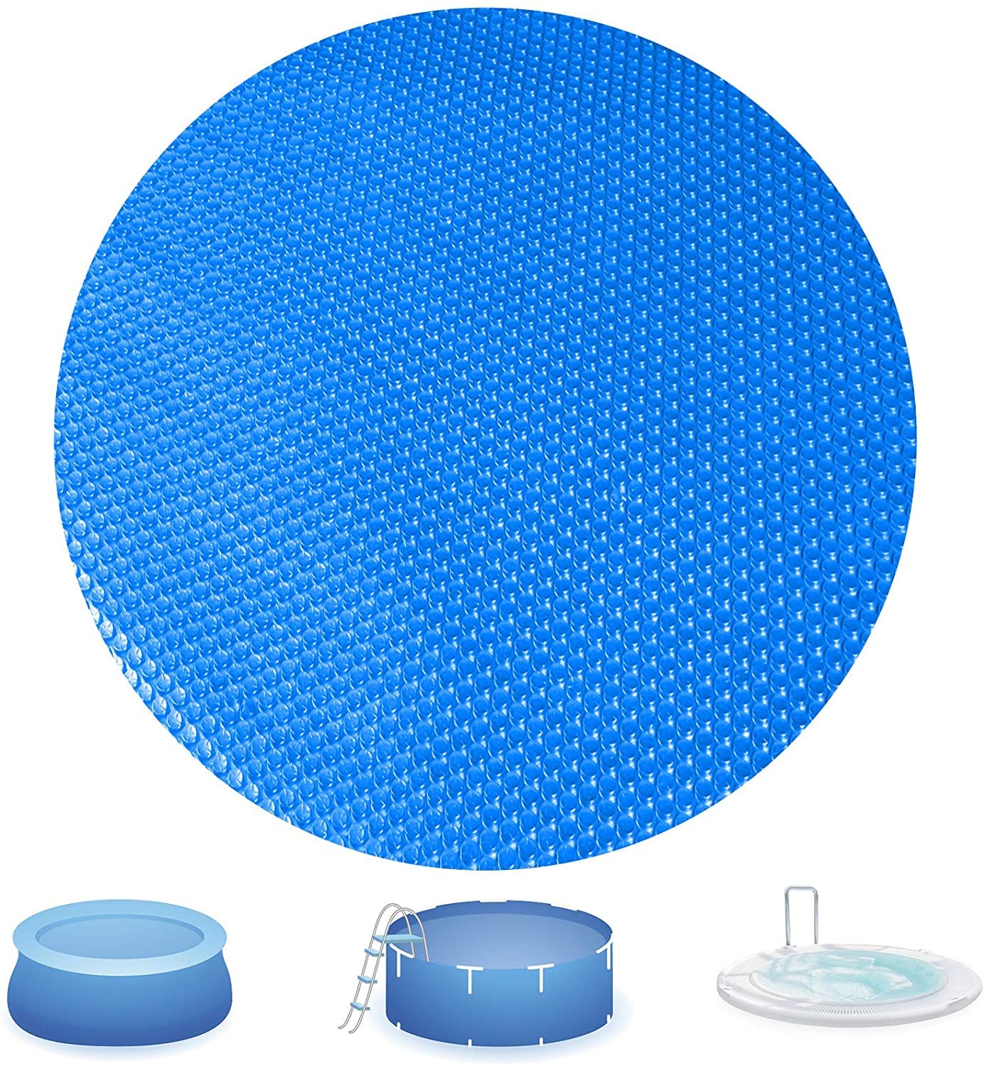 6FT Round Solar Pool Cover for Easy Set & Frame Pools - Heavy Duty Above Ground Pool Cover Protector Reduces Water Evaporation | Perfect for Inflatable Pools, Hot Tubs & Backyard Swimming Pools