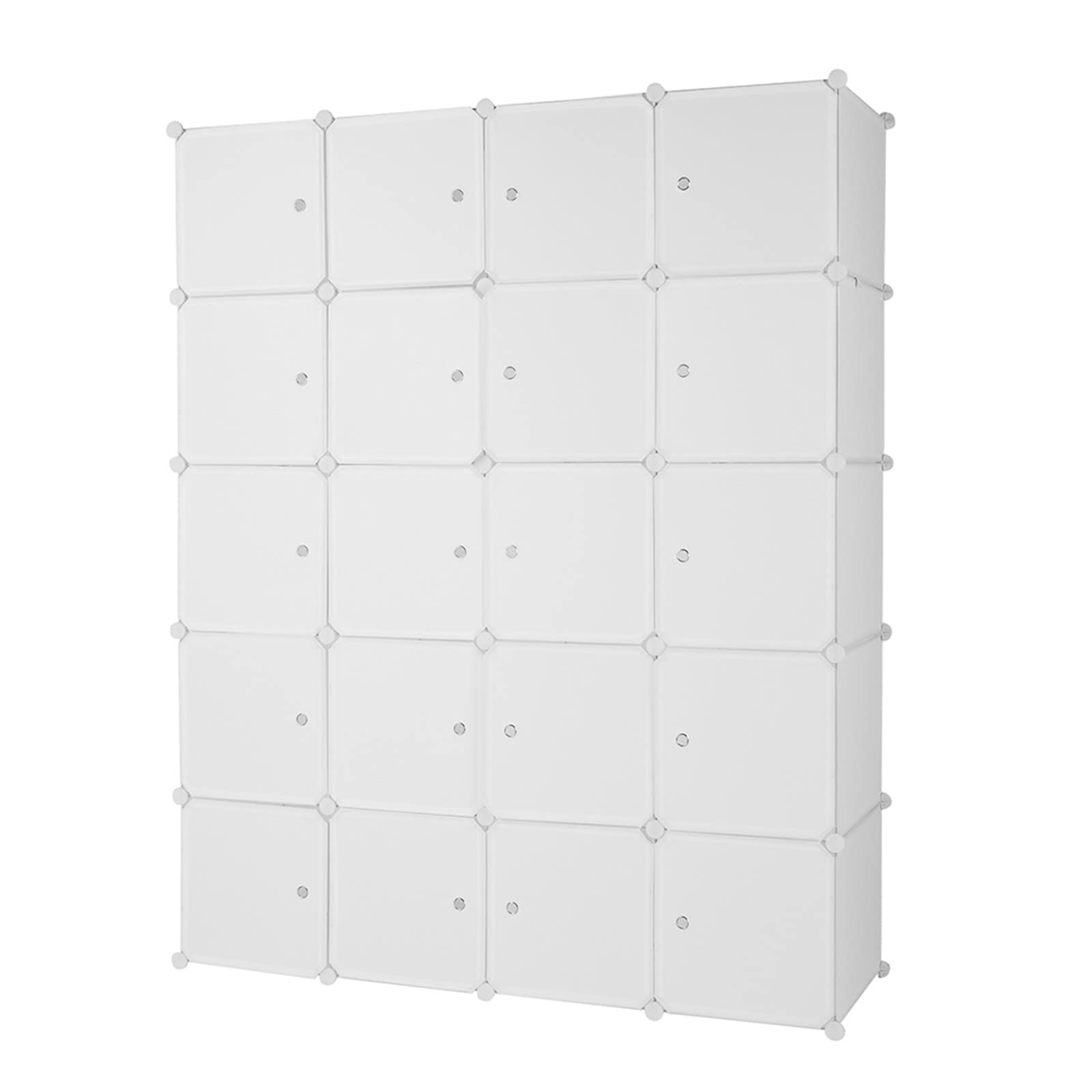20-Cube Stackable Plastic Storage Shelves - Modular Closet Organizer with Hanging Rod, White | Space-Saving Home & Office Organization for Bedroom, Living Room, Kids Room