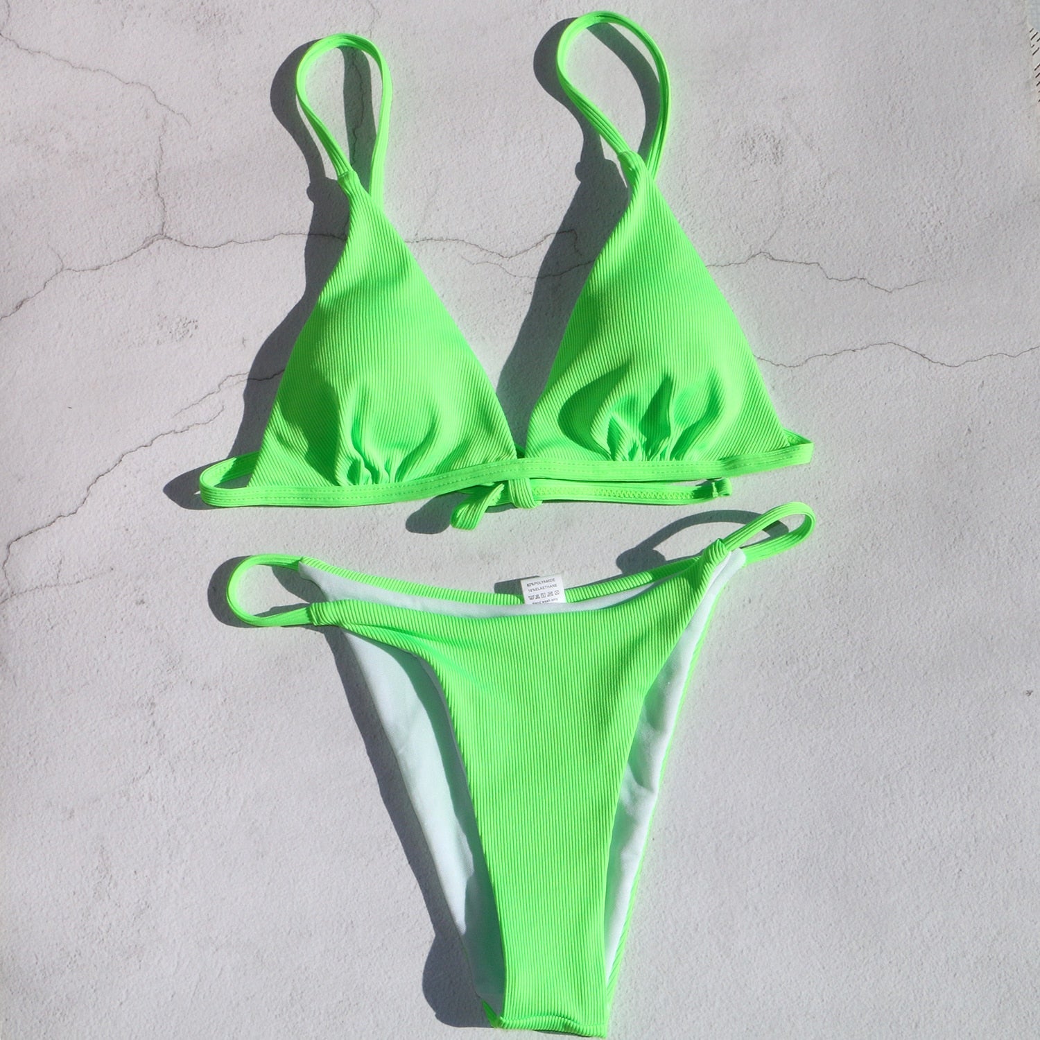 2024 New Women's Wire-Free Bikini Set - Neon Green & Orange Low Waist Swimwear for Beach, Pool & Summer Vacations | Comfortable & Stylish Swim Suit