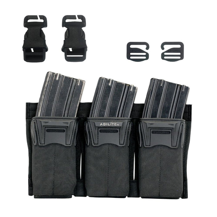 Agilite Pincer Placard - Tactical Triple Magazine Pouch for AR15, M4 & AK47 | Military-Grade MOLLE Compatible Chest Rig | Perfect for Airsoft, Hunting & Outdoor Adventures