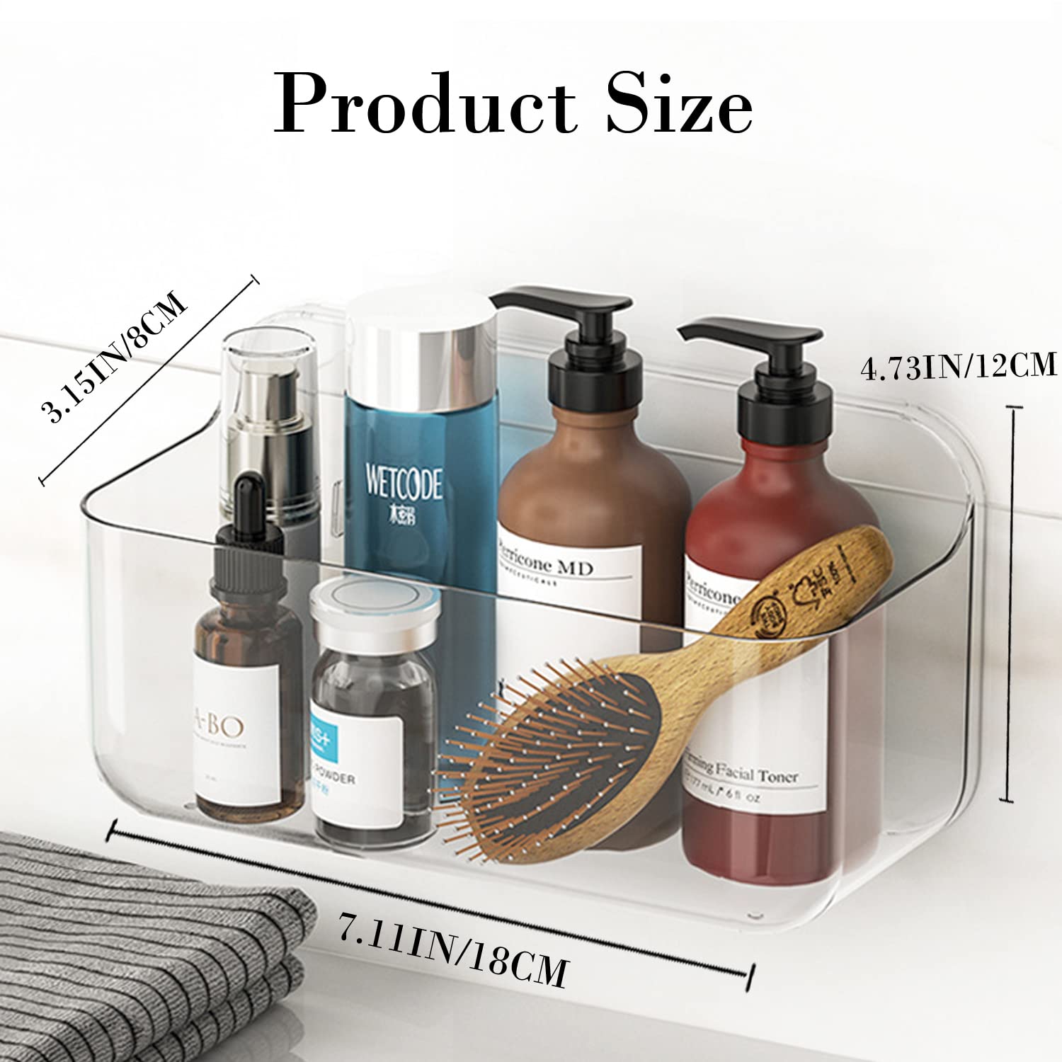 Acrylic Adhesive Wall Mounted Storage Organizer - No Drill Cabinet Door Shelf with Auto Drain for Kitchen, Bathroom, Laundry, RV & Office | Perfect for Sponges, Soaps & Cleaning Supplies