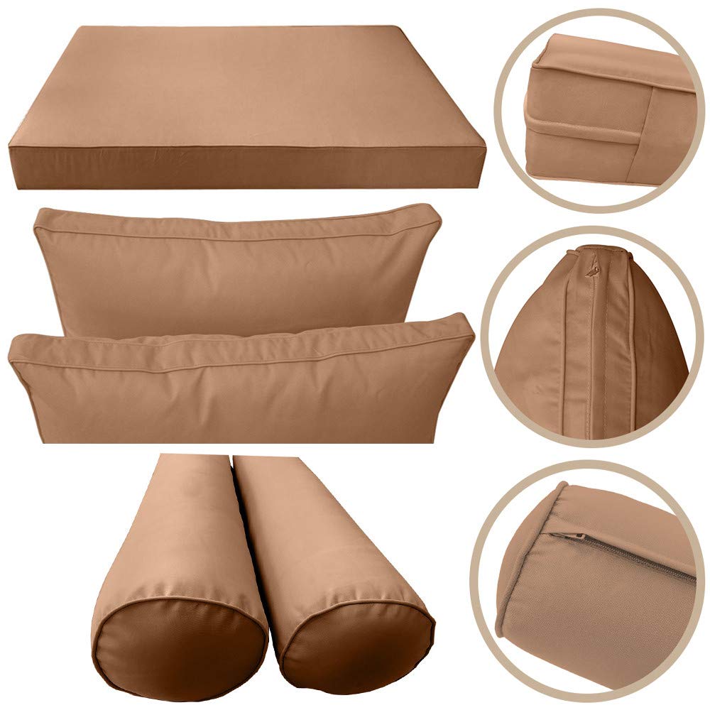 Prolinemax Style2 5-Piece Outdoor Daybed Mattress Cushion Set with Bolster Pillows - Crib Size AD104 - Perfect for Patio, Poolside, and Garden Lounging