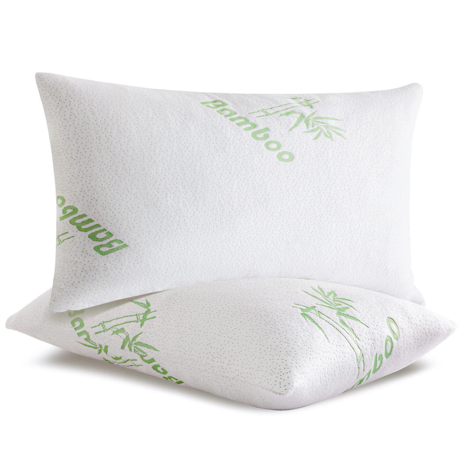 SHENGHOME 2 Pack Queen Size Cooling Memory Foam Pillows for Side, Back & Stomach Sleepers - Breathable Bamboo Cover, Pressure Relief & Neck Support - Perfect for Hot Sleepers & Allergy Sufferers (Ideal for Home, Hotel & Travel Use)