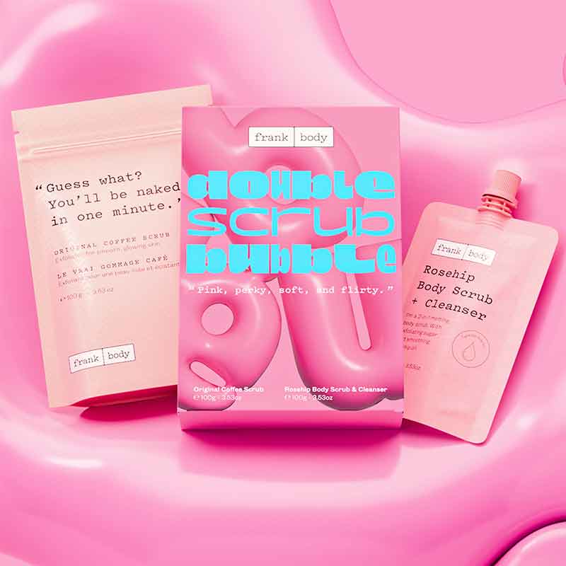 Frank Body Double Scrub Bubble Gift Set - Exfoliating Coffee Body Scrub & Cleansing Face Scrub Duo - Perfect for Spa Day & Self-Care Routine (Discontinued)