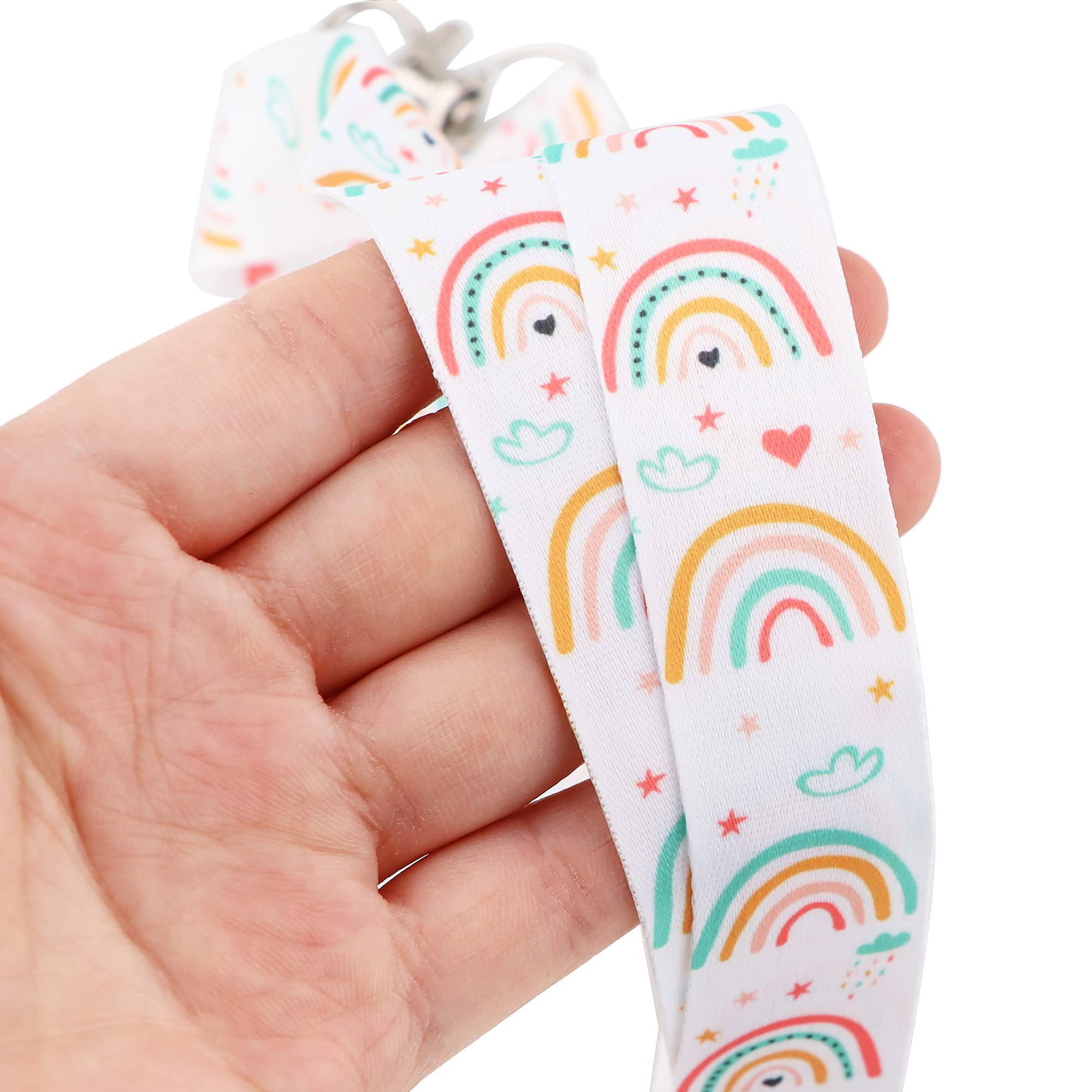 Rainbow Preppy Lanyard with ID Holder - Cute School Accessory for Kids & Teens
