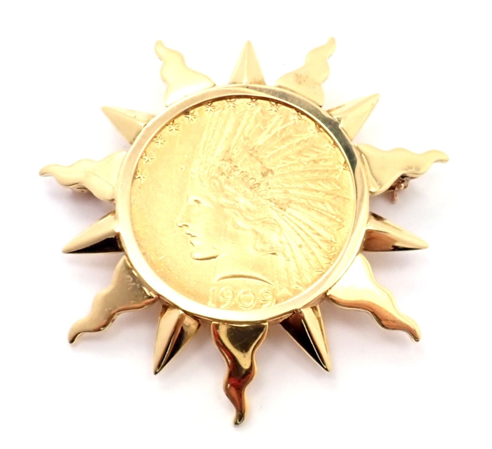 Authentic Verdura 18k & 22k Yellow Gold $10 US Coin Pin Brooch - Vintage Jewelry for Collectors & Special Occasions