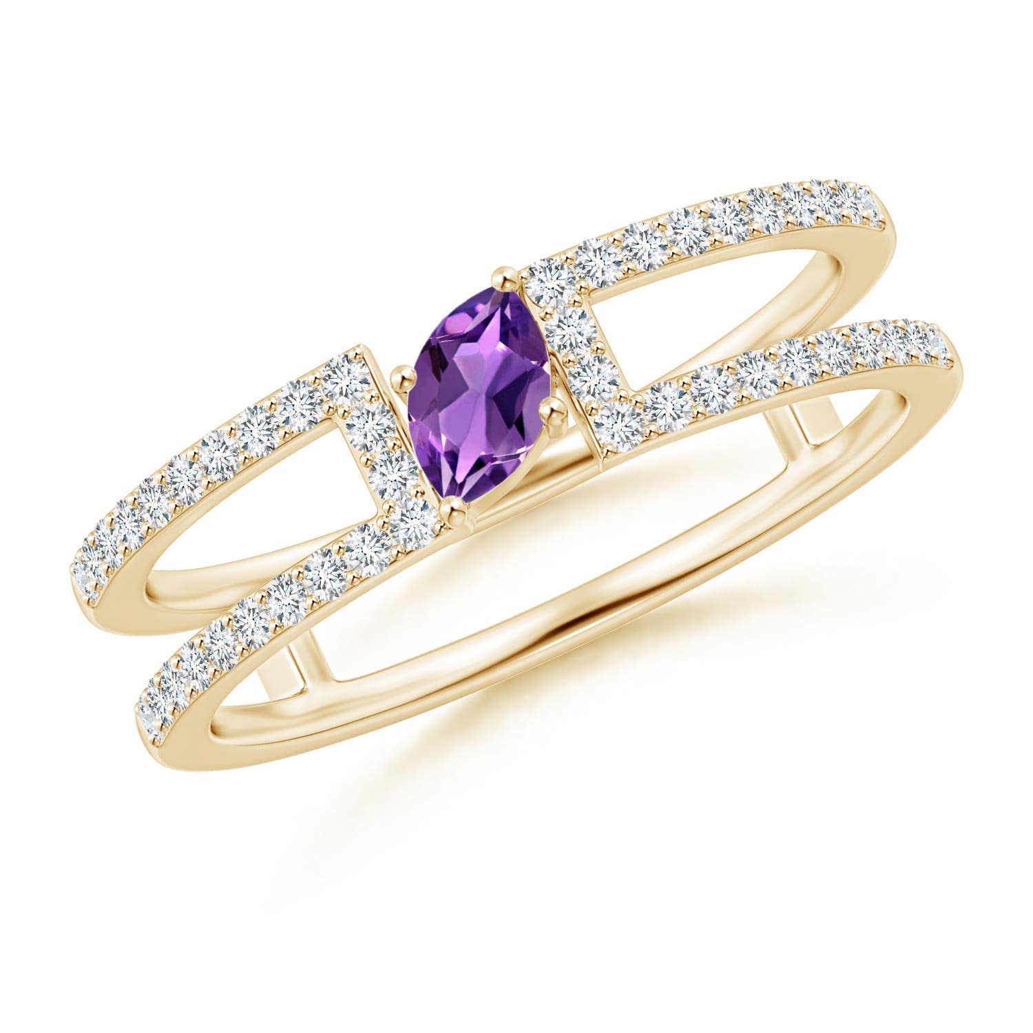 Angara Natural Amethyst Solitaire Ring for Women - 14K Solid Gold/Platinum February Birthstone Jewelry | Elegant Wedding, Engagement & Anniversary Gift for Her | Perfect for Romantic Occasions, Valentine's Day & Special Celebrations