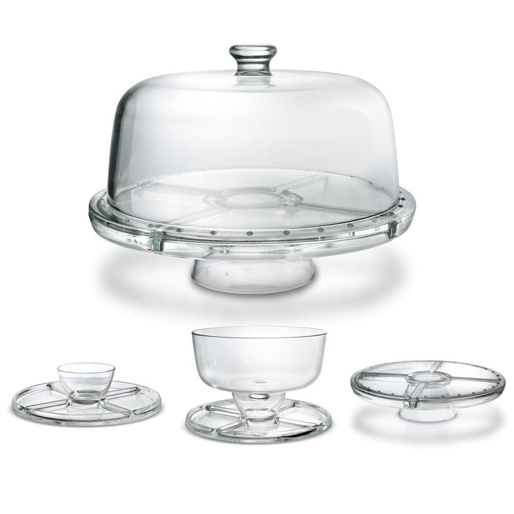 Napoli 4-in-1 Cake Stand with Dome Lid - Elegant Dessert Display for Weddings, Birthdays & Tea Parties