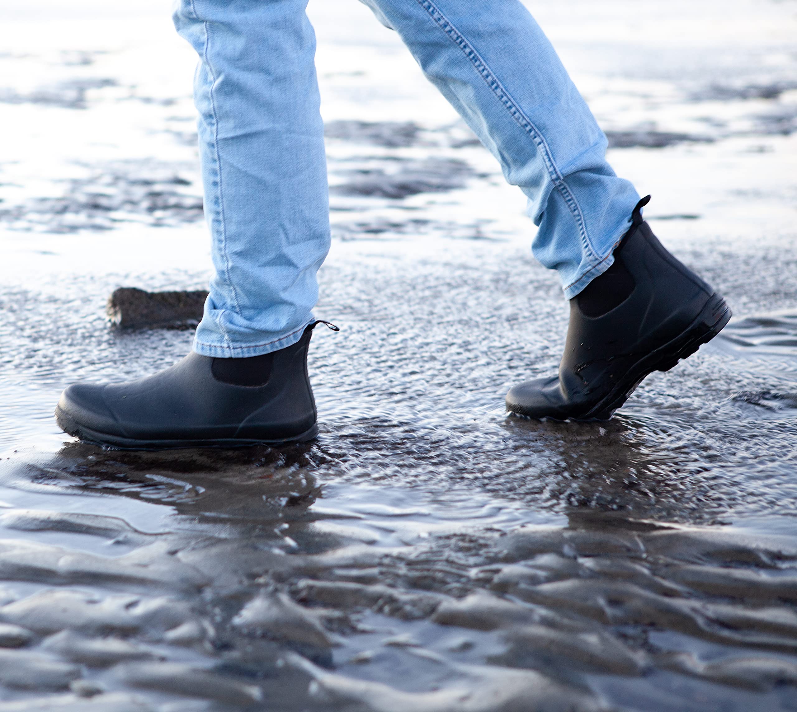 Pemberton Men's Waterproof Slip-On Rain Boots - Comfortable & Durable for Outdoor Work, Hiking & Wet Weather