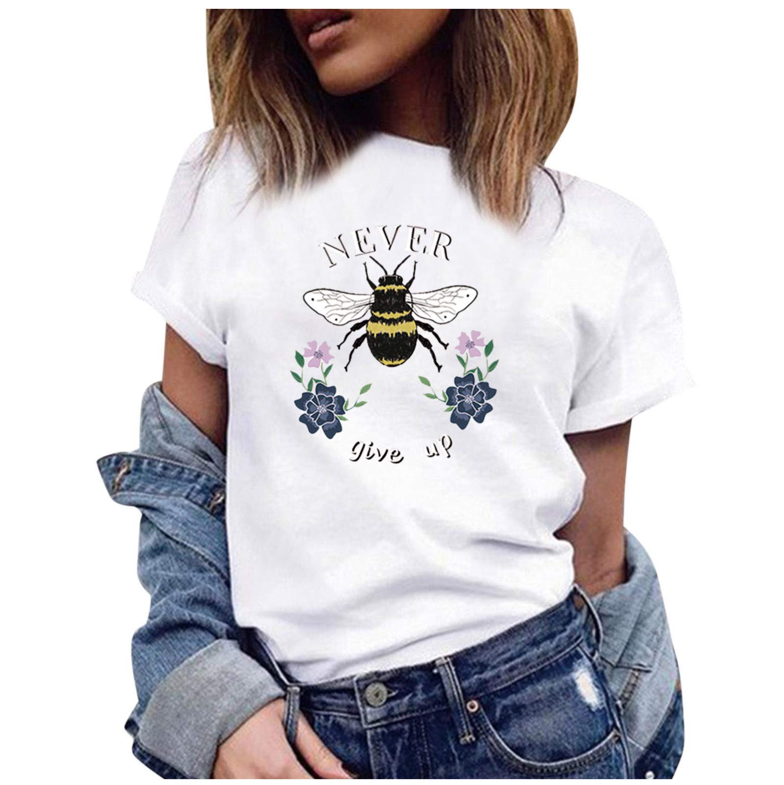 Women's Sunflower Print Crewneck T-Shirt - Casual Basic Loose Fit Tee for Summer | Perfect for Beach Outings, Picnics & Everyday Wear