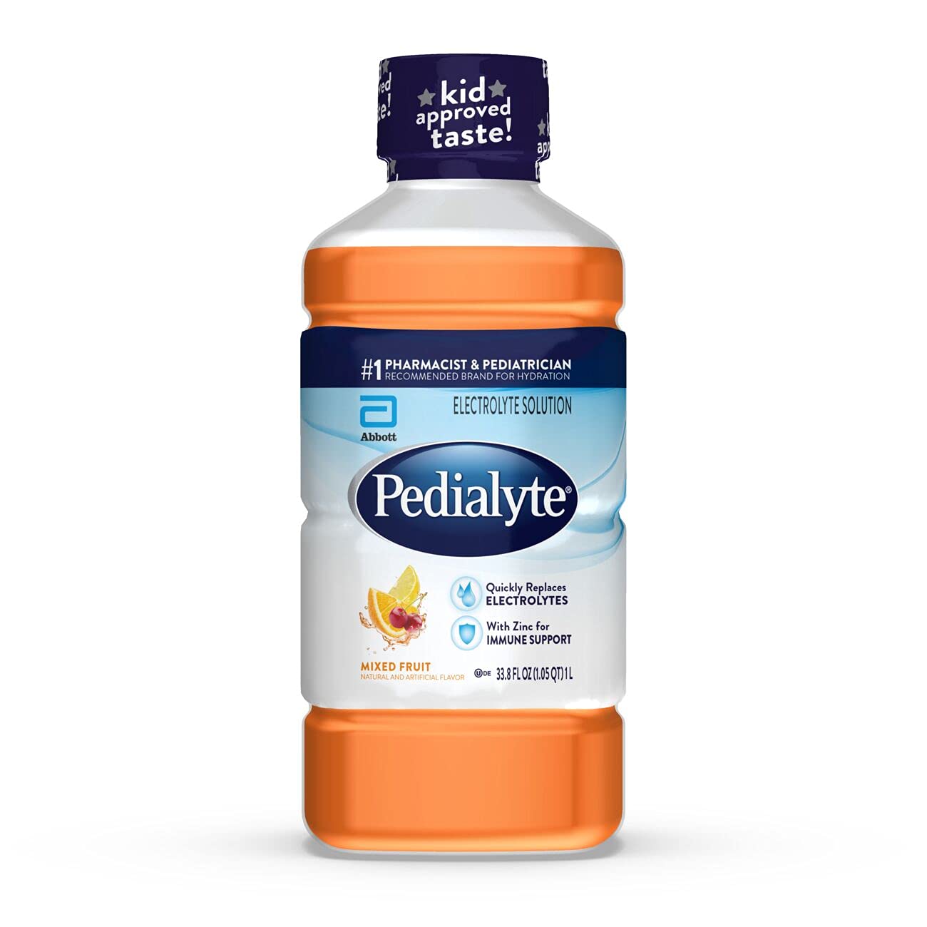 Pedialyte Mixed Fruit Electrolyte Solution for Kids & Adults - 33.8 Fl Oz Hydration Drink - Replenish Electrolytes After Exercise, Illness or Dehydration - Perfect for Sports, Travel & Recovery