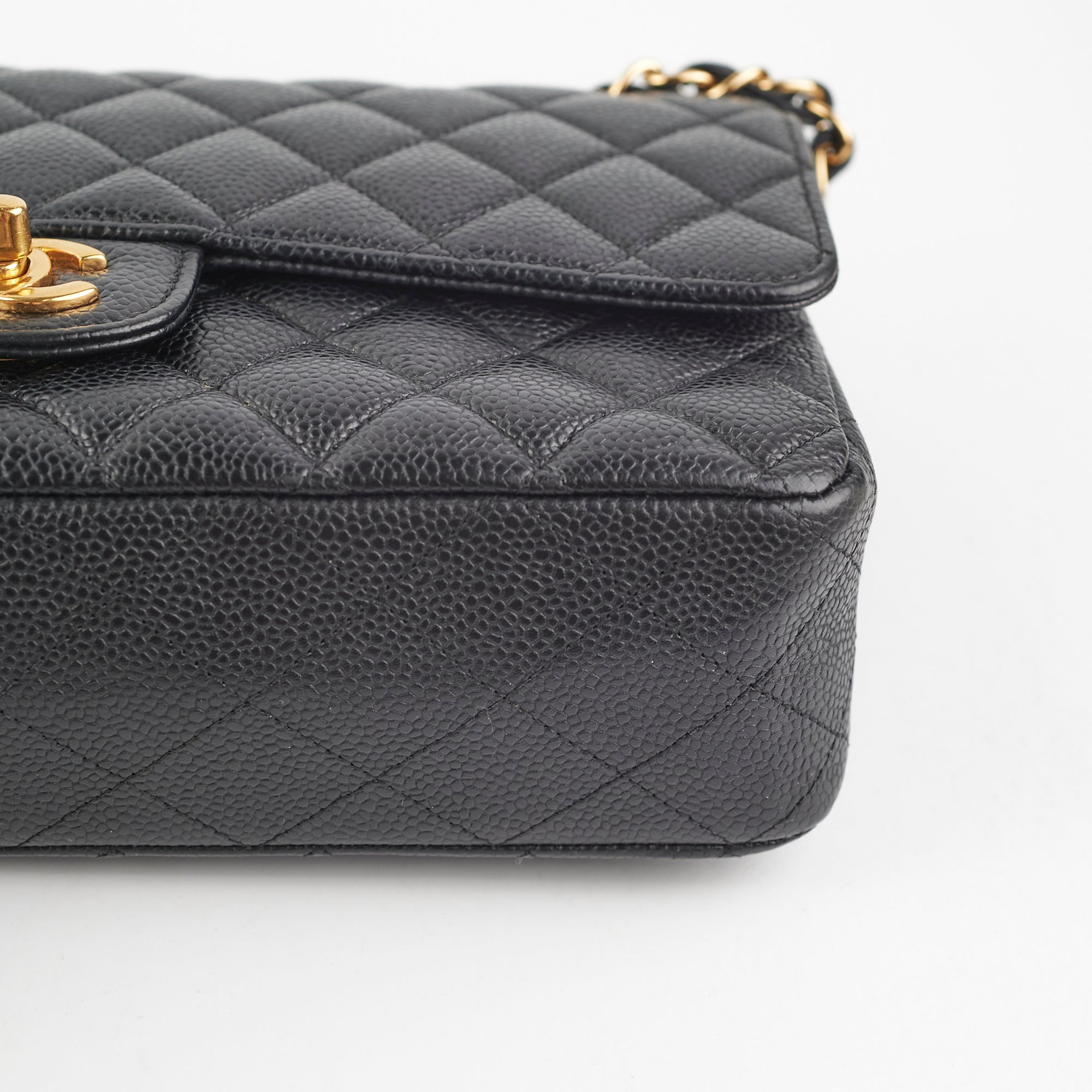 Chanel Classic Double Flap Bag Medium/Large Size in Black Caviar Leather - Perfect for Work, Evening Events & Luxury Fashion Accessories