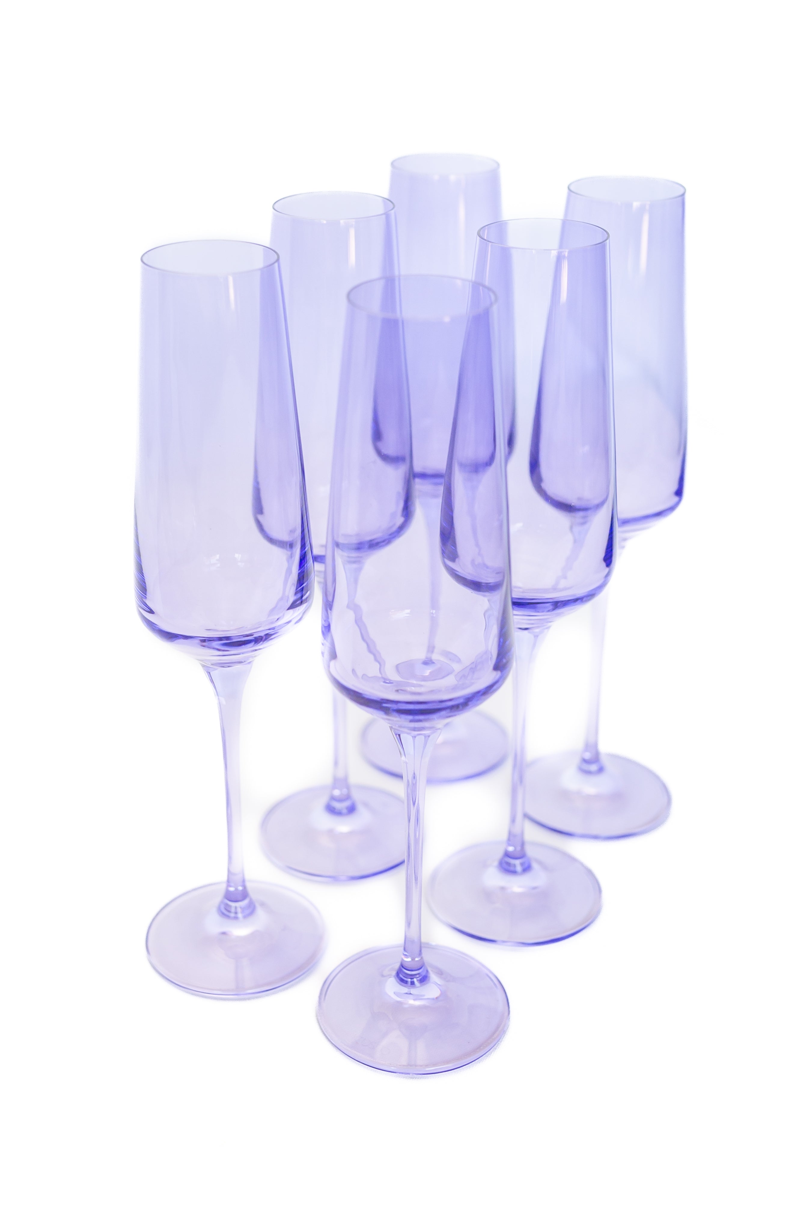 Estelle Colored Champagne Flutes Set of 6 - Elegant Lavender Glassware for Wedding, Party & Special Occasions | Dishwasher Safe Crystal Clear Flutes
