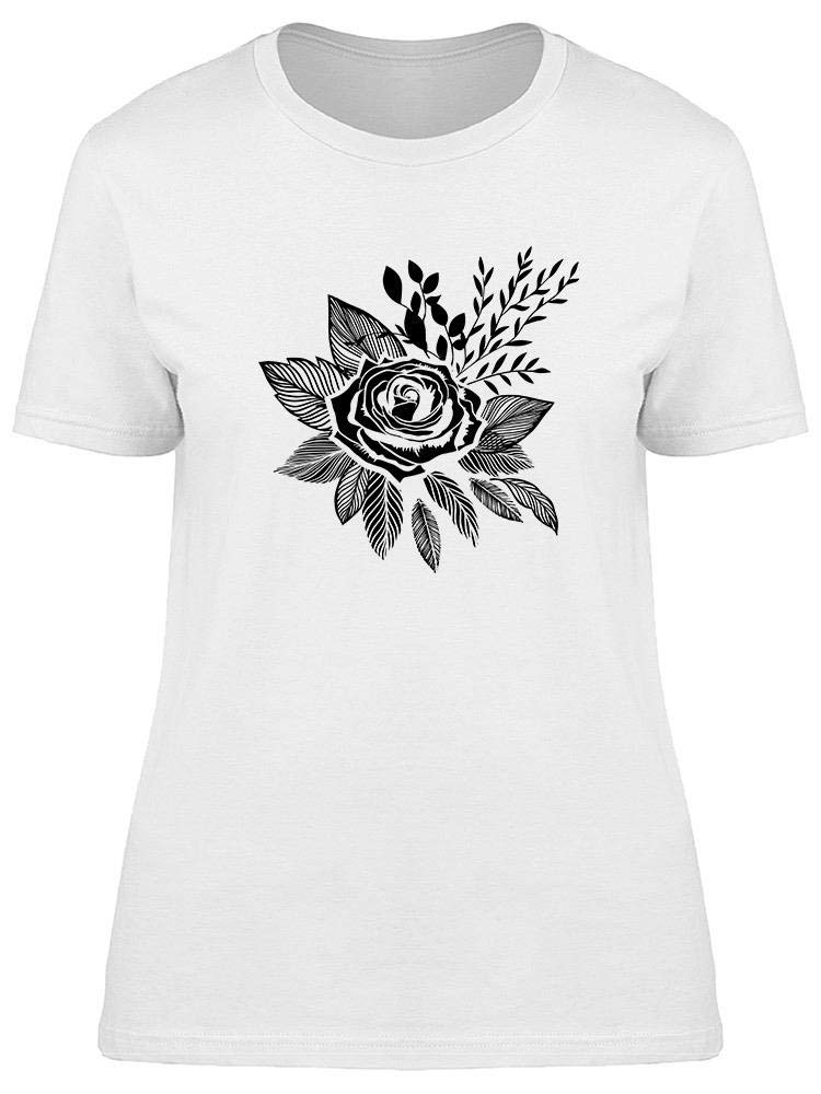 Smartprints Beautiful Monochrome Rose T-Shirt for Women - Soft Cotton Casual Tee for Everyday Wear, Date Nights & Weekend Outfits