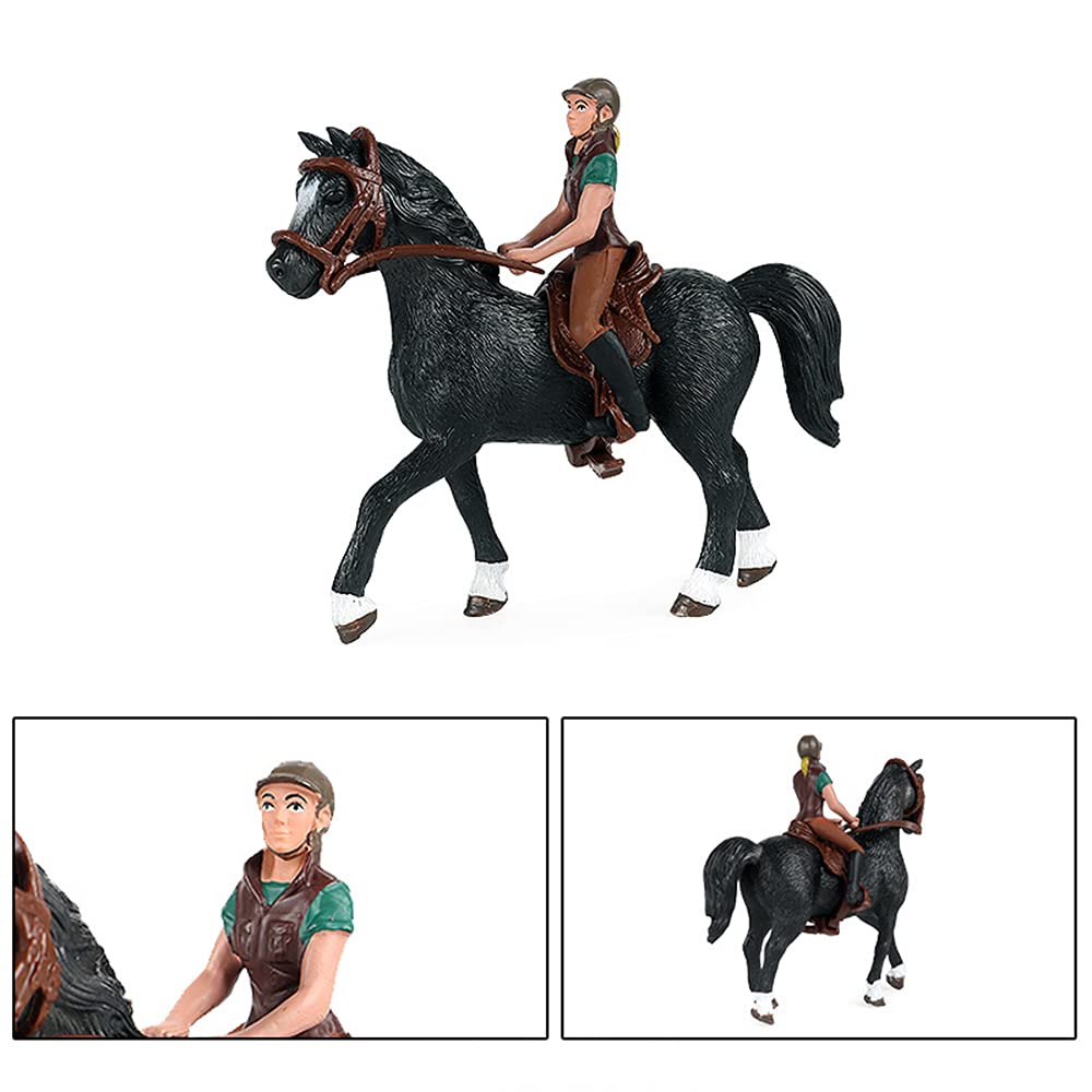 RCOMG Western Rodeo Horse Toys Playset with Cowboy & Horse Figurines - Farm World Horse Club Rider Set for Kids | Perfect for Pretend Play, Cowboy Adventures & Farm Animal Collections