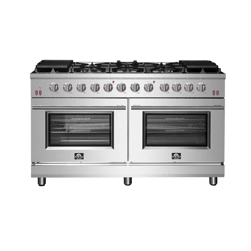 Forno Massimo 60 Inch Stainless Steel Freestanding Gas Range - FFSGS6239 | Professional Kitchen Appliance for Home Chefs & Cooking Enthusiasts