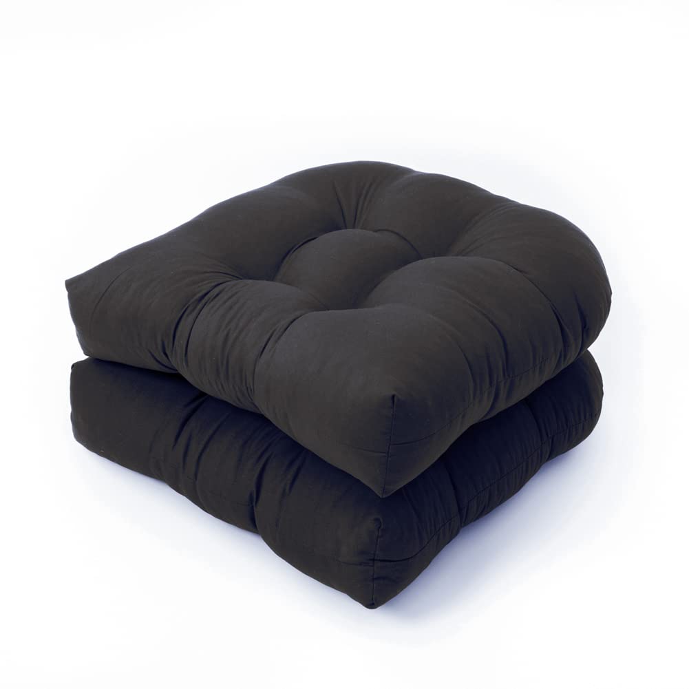 2PCS Soft Washable Rocker Cushions Replacement - Indoor/Outdoor Solid Twill Swivel Rocker Chair Seat Pads for Recliner, Rattan & Folding Chairs - Perfect for Garden, Patio, Deck & Living Room (Black)