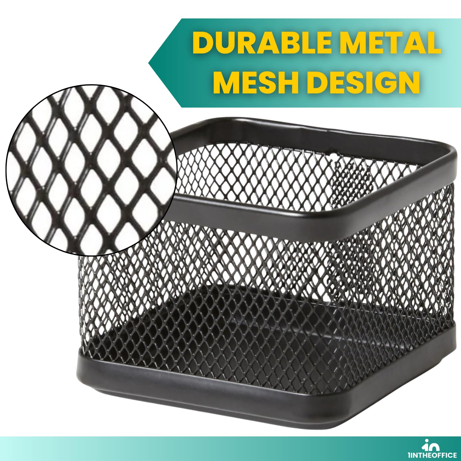 1InTheOffice Mesh Paperclip Holder for Desk - 2 Pack Desk Organizer for Paper Clips, Staples & Office Supplies | Perfect for Home, Office & School Organization