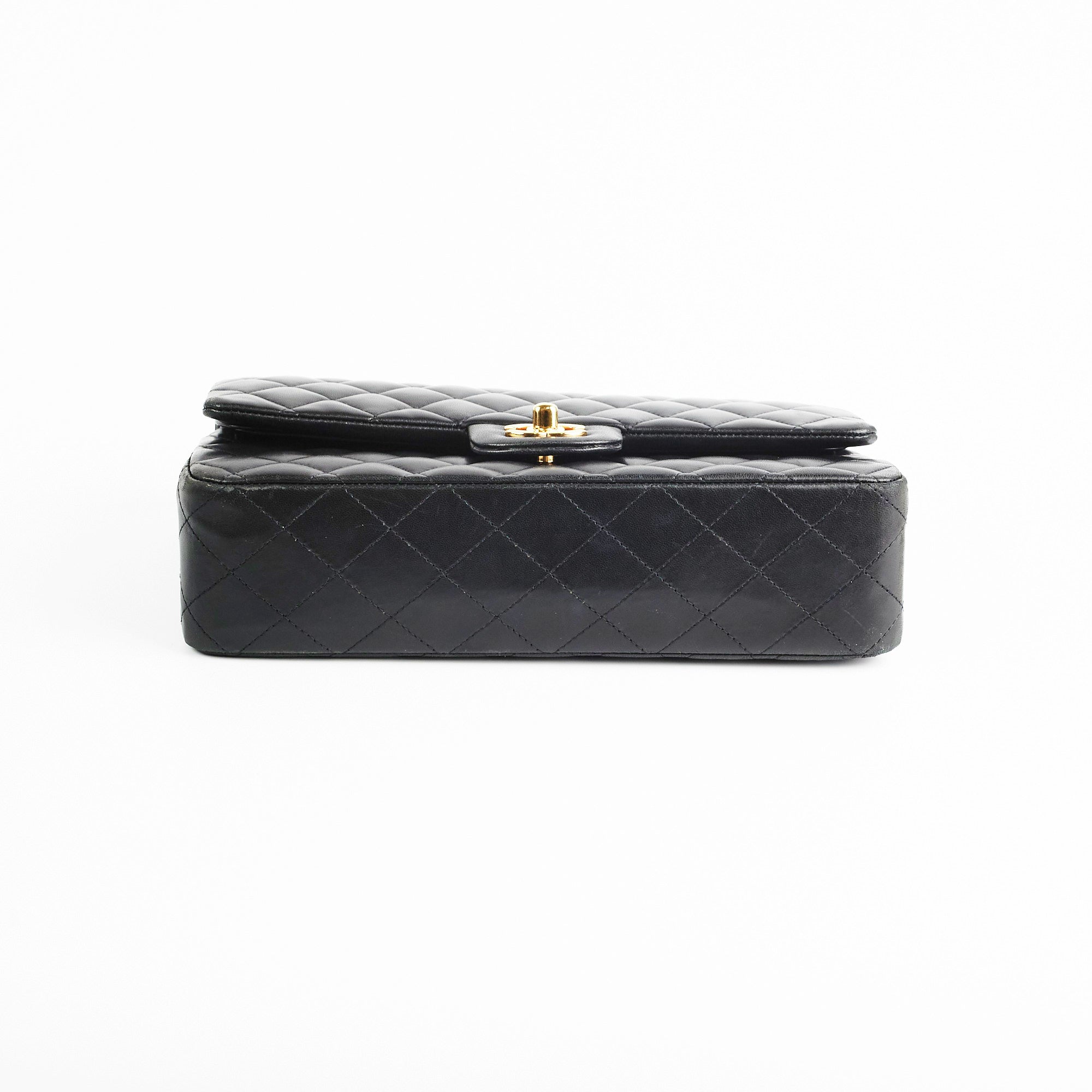 Chanel Medium/Large Classic Double Flap Lambskin Black Handbag - Luxury Designer Shoulder Bag for Women | Perfect for Work, Evening Events & Special Occasions