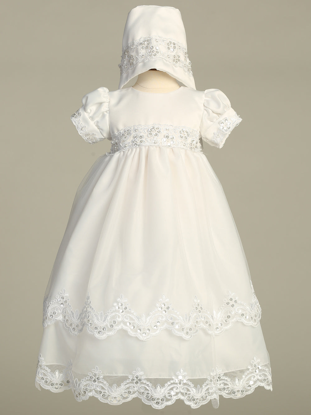 Naomi Girls White Christening & Baptism Gown - Elegant First Communion Dress for Baby Girls & Toddlers - Perfect for Church Ceremonies, Baptisms, and Special Occasions