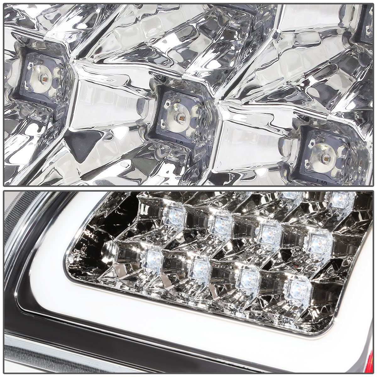 DNA Motoring TL-DRAM05-LED-3D-CH-CL Chrome Clear Lens LED Tail Lights Pair for 2003-2006 Dodge Ram 1500-3500 (Passenger & Driver Side) - Enhanced Visibility & Style for Night Driving & Off-Road Adventures