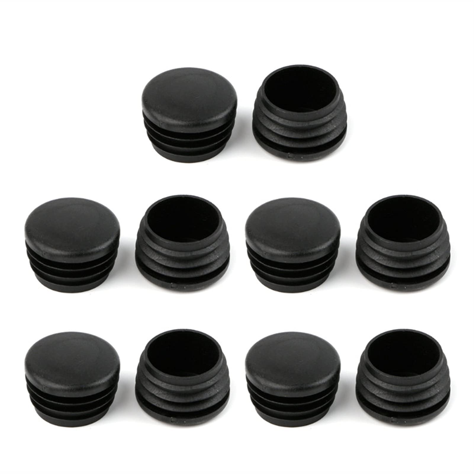 10PCS Black Plastic Furniture Leg Caps - 32mm Round Pipe Tube End Caps for Furniture Protection | Non-Slip Floor Protectors for Chairs, Tables & Sofas | Home & Office Use