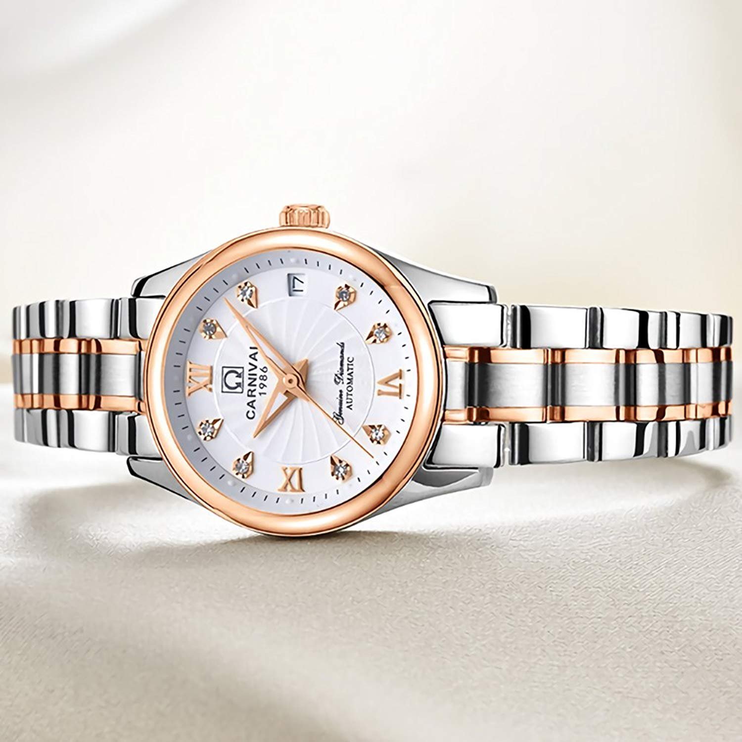 Gosasa Women's Automatic Watch - Stainless Steel Waterproof Dress Watch for Office & Party