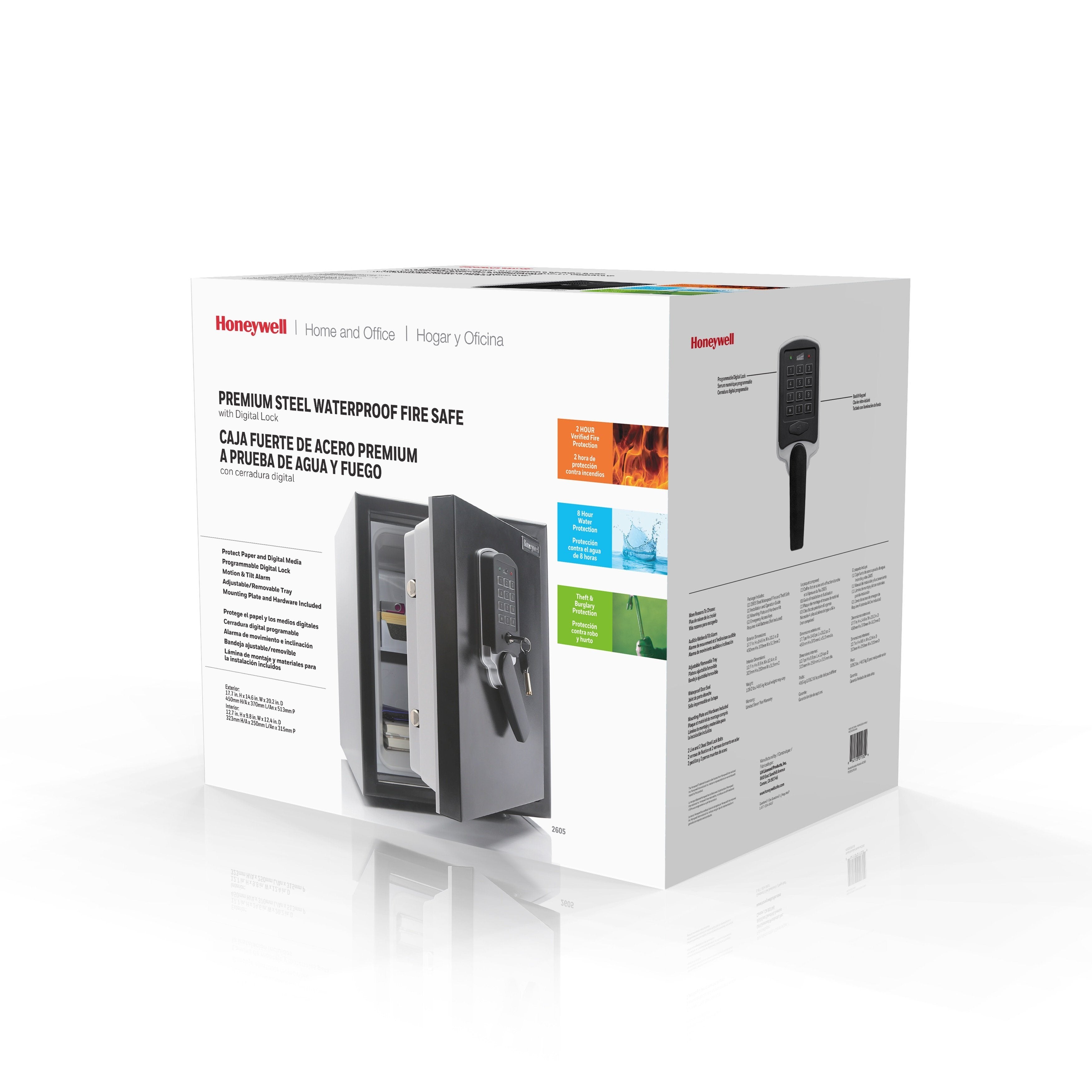 Honeywell 2605 2-Hour Fireproof Waterproof Safe Box for Home & Office - Protect Documents, Cash, Valuables from Fire & Water Damage