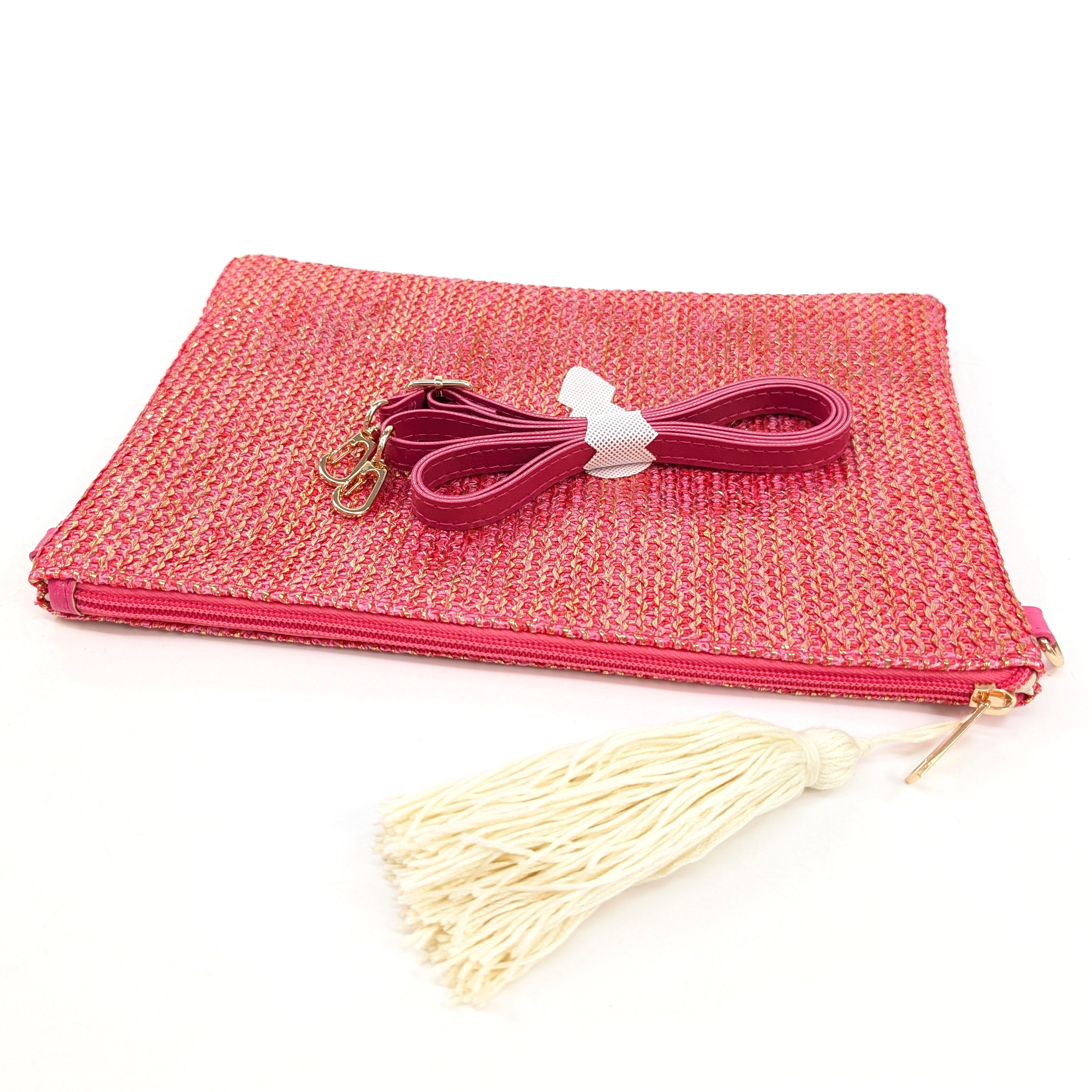 Elegant Pink Glitzy Clutch Bag with Tassel - Perfect for Evening Parties, Weddings & Special Occasions