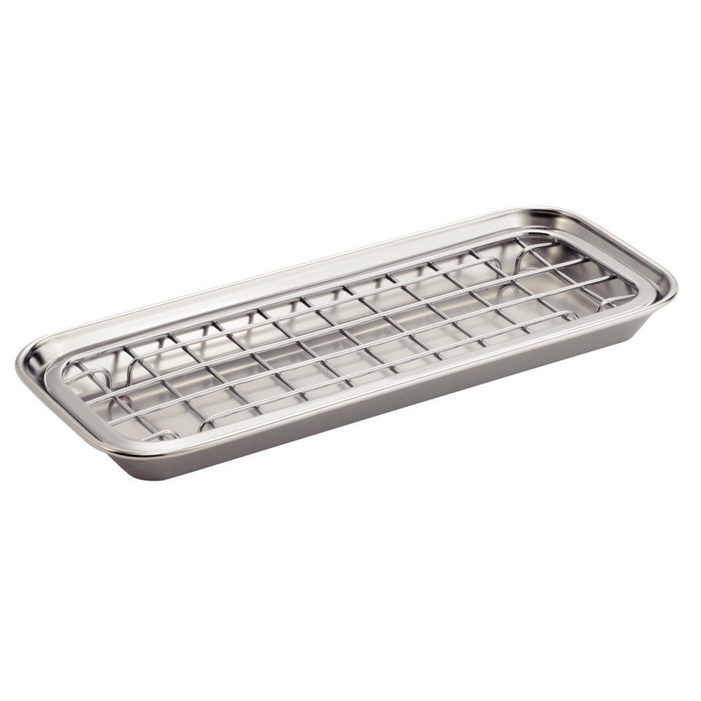 iDesign Gia Polished Stainless Steel Soap and Sponge Holder Tray - 2-Piece Set (1.25
