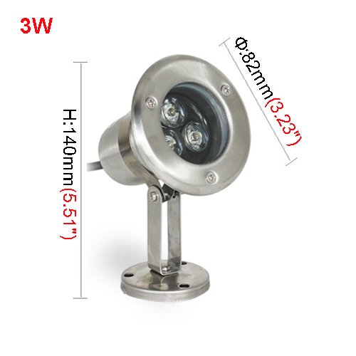 3W LED RGB Color Changing Spot Light Fixture - Outdoor & Underwater Waterproof IP68 Flood Lamp for Pool, Garden, Landscape & Fountain Lighting