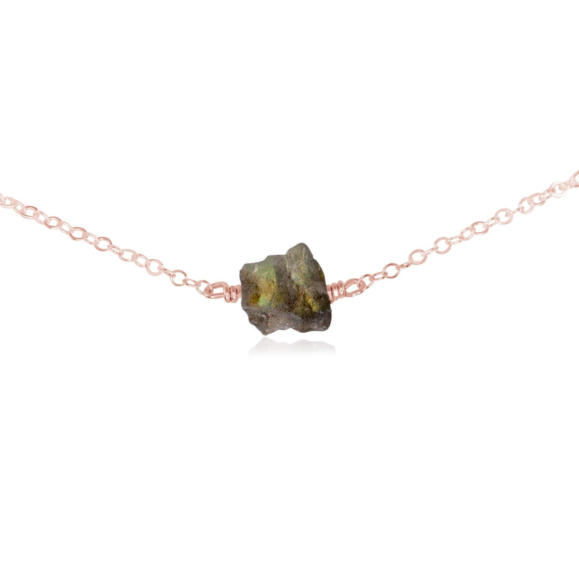 Natural Raw Labradorite Crystal Nugget Choker Necklace | Healing Stone Jewelry for Women | Perfect for Boho Fashion, Meditation & Energy Work