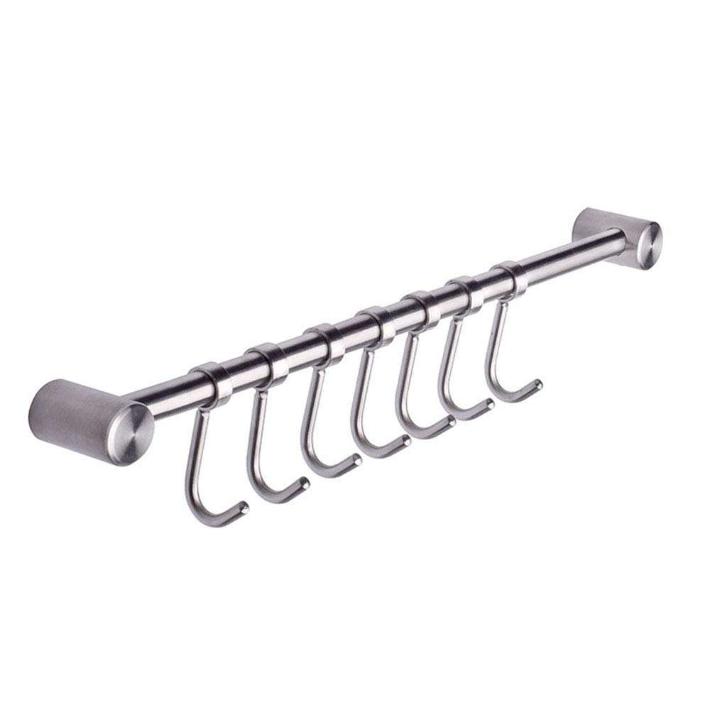 304 Stainless Steel Kitchen Utensil Organizer - 7 Sliding Hooks Wall Mount Rack (15 Inch) - Perfect for Spatulas, Ladles & Cooking Tools Storage in Small Kitchens