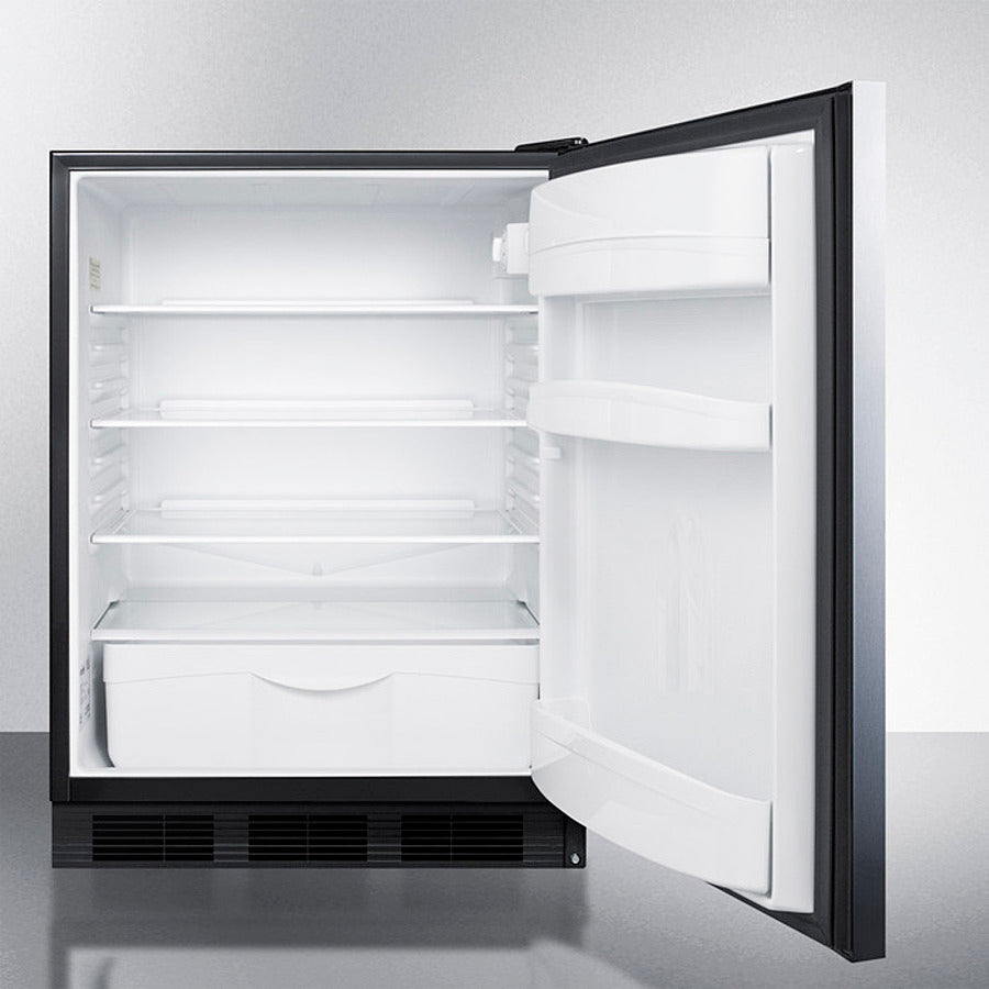 Accucold 24 Inch Wide Built-In All Refrigerator ADA Compliant with Horizontal Handle - FF6BKBI7SSHHADA - Perfect for Small Kitchens, Apartments, and ADA Compliant Spaces