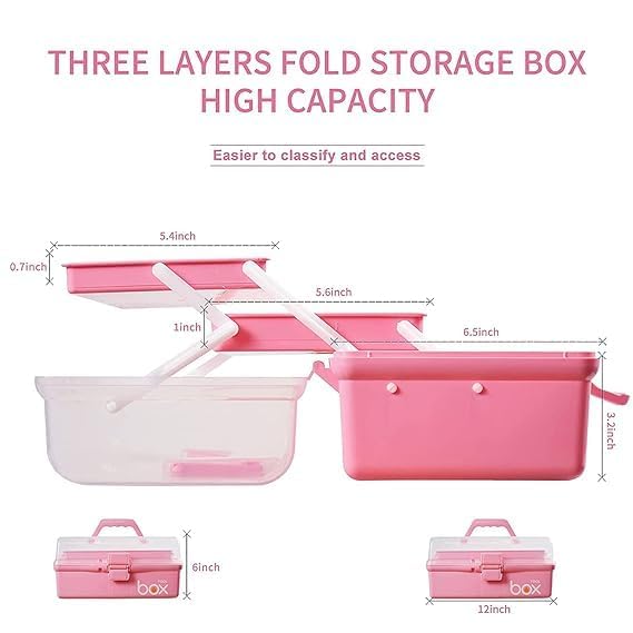 Ansawi 3-Layer Multipurpose Plastic Storage Box with Handle - Portable Tool Organizer Case for Artists, Students & DIY Crafts | Perfect for Art Supplies, Drawing Tools & Workshop Organization