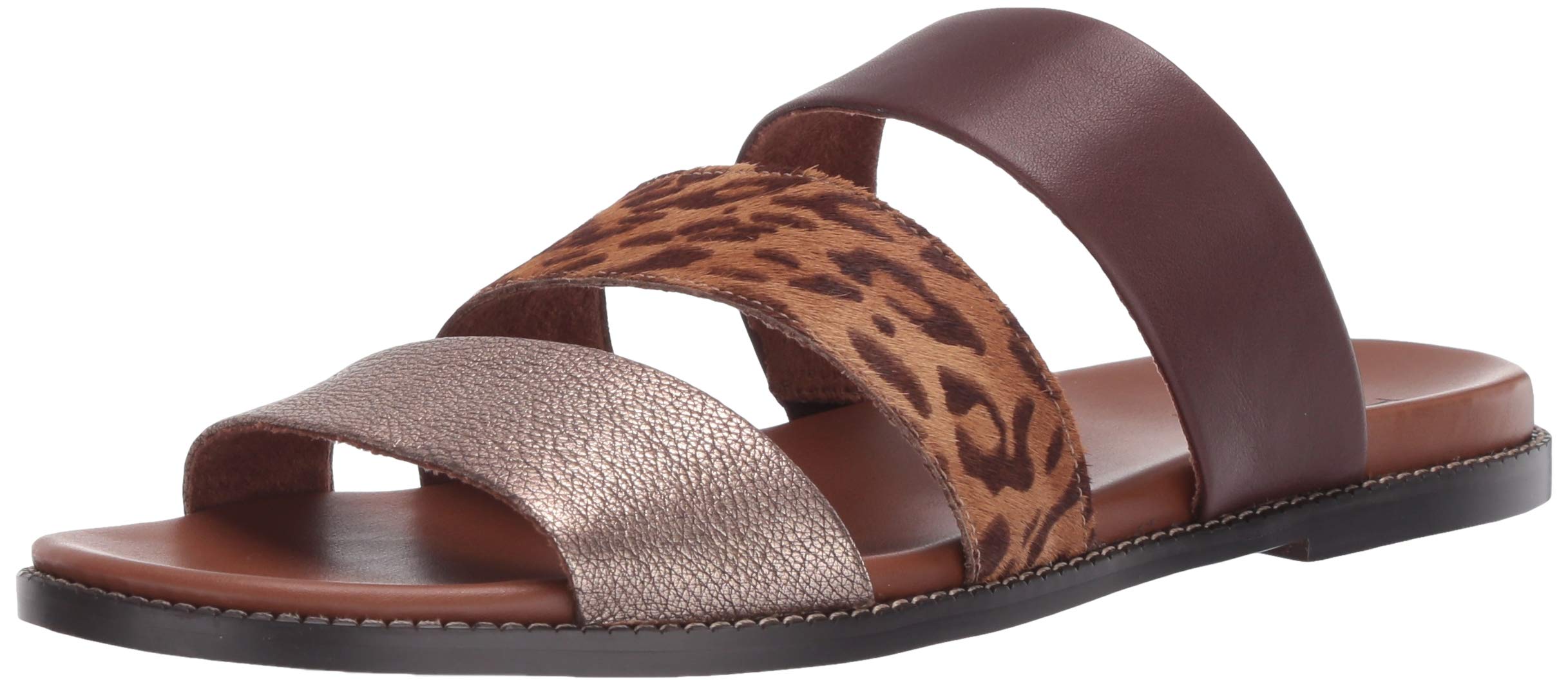 Naturalizer Women's Kellie Brown Leopard Print Slide Sandals Size 9.5 Medium | Comfortable Summer Casual Slides for Beach, Pool & Everyday Wear