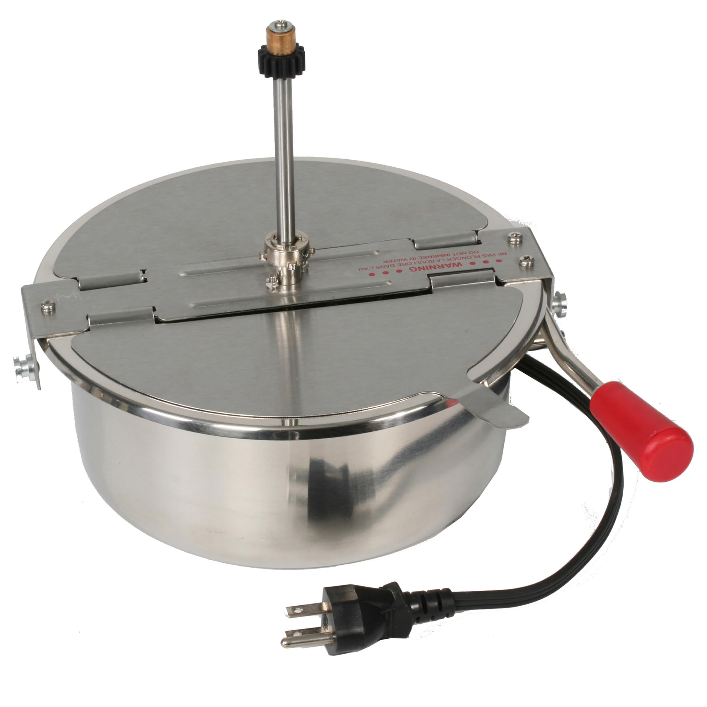 8-Ounce Replacement Kettle for Commercial Popcorn Machine - 860W Kettle Popper with Lid, Stirrer, Gear Shaft & 3-Prong Plug - Perfect for Movie Theaters, Carnivals & Snack Bars