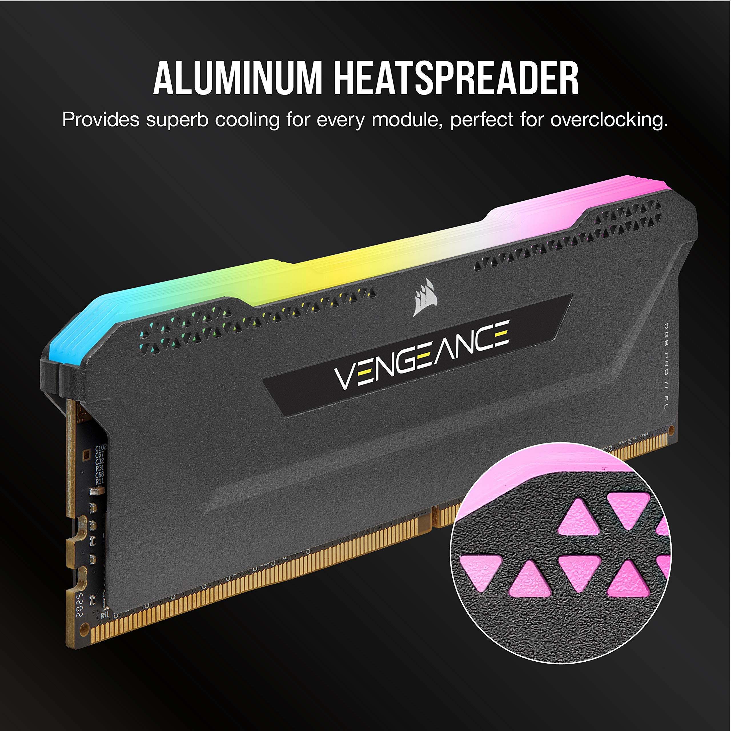 Corsair Vengeance RGB Pro SL 128GB (4x32GB) DDR4 3200MHz RAM Kit - PC4-25600, CL16, 1.35V, Black Desktop Memory (CMH128GX4M4E3200C16) - Perfect for Gaming PCs, Workstations & High-Performance Computing