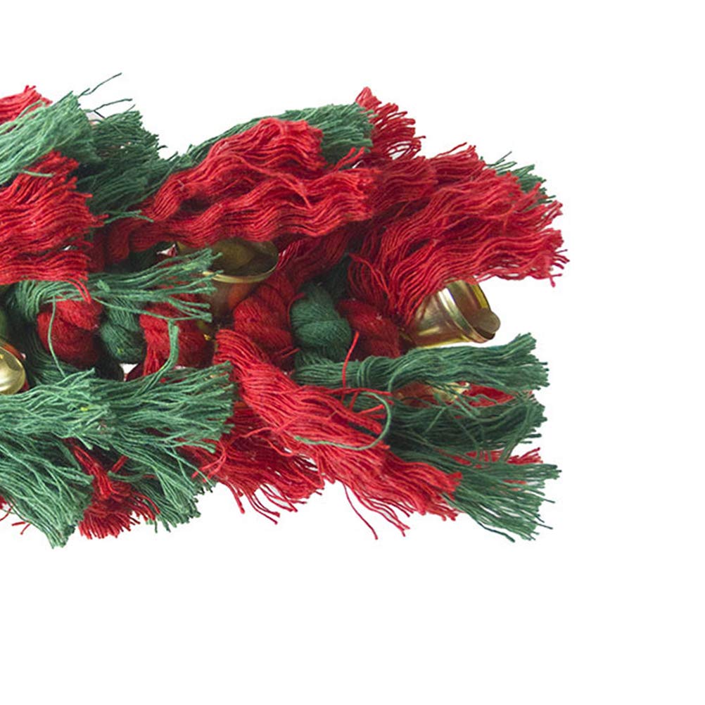 Balacoo Christmas Parrot Chew Toy - Durable Cotton Rope Knot Pulling & Shredding Toy with Swing for Parrots - Perfect for Playtime, Training, and Cage Enrichment