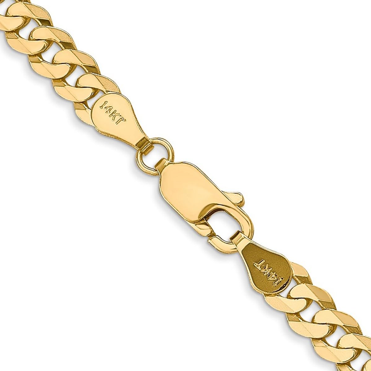14K Yellow Gold 4.6mm Solid Polished Flat Curb Chain Anklet - 9 Inch Lobster Claw Closure for Women & Men | Elegant Everyday Wear, Beach Jewelry, Gift for Her/Him, Wedding Accessory