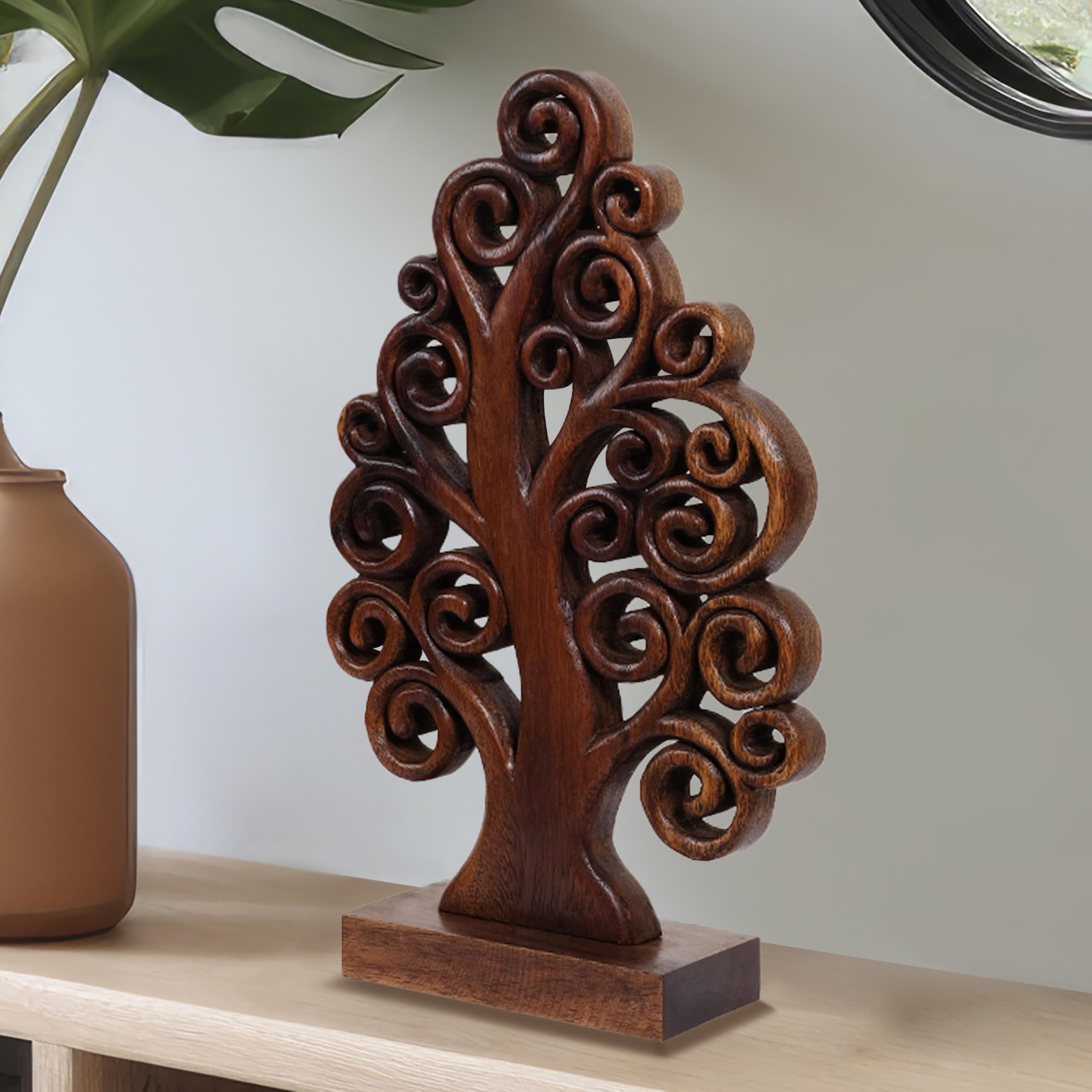 Decozen Wooden Tree of Life Sculpture - Unique Mother's Day & Birthday Gift for Mom - Handcrafted Home Decor for Living Room, Office, Shelf, Fireplace, Farmhouse, Tabletop, Boho & Mantle - Perfect for Mother's Day Decorations & Rustic Home Styling