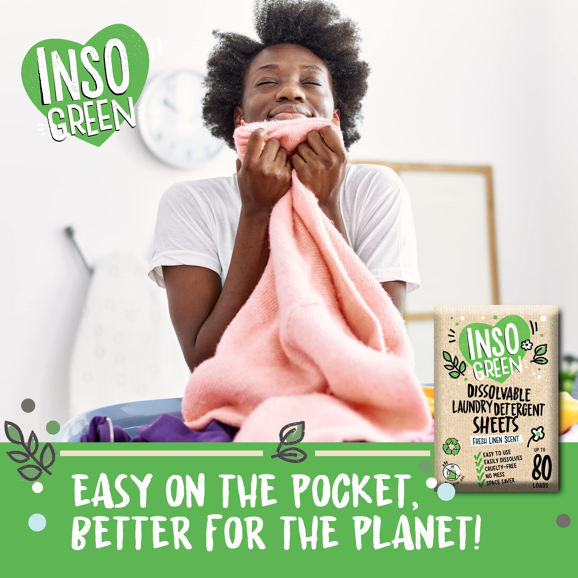 Eco-Friendly Laundry Detergent Sheets - 80 Loads, Plastic-Free & Space-Saving - Ideal for Travel, Camping, and Small Spaces | Hypoallergenic & Biodegradable