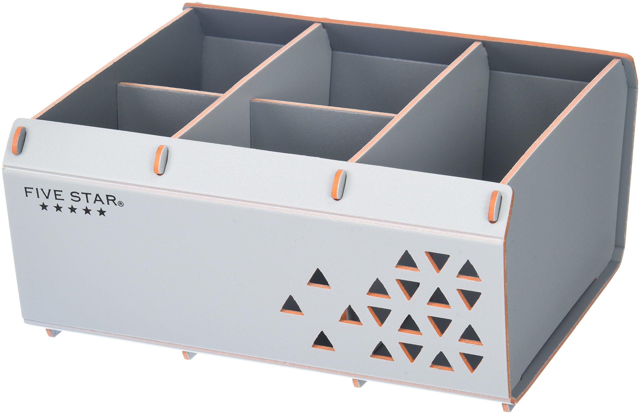 5 Compartment Desk Organizer - Essential Gray & Orange Office Supplies for Home & Office (73254) | Perfect for Pens, Pencils, Scissors & Stationery Storage