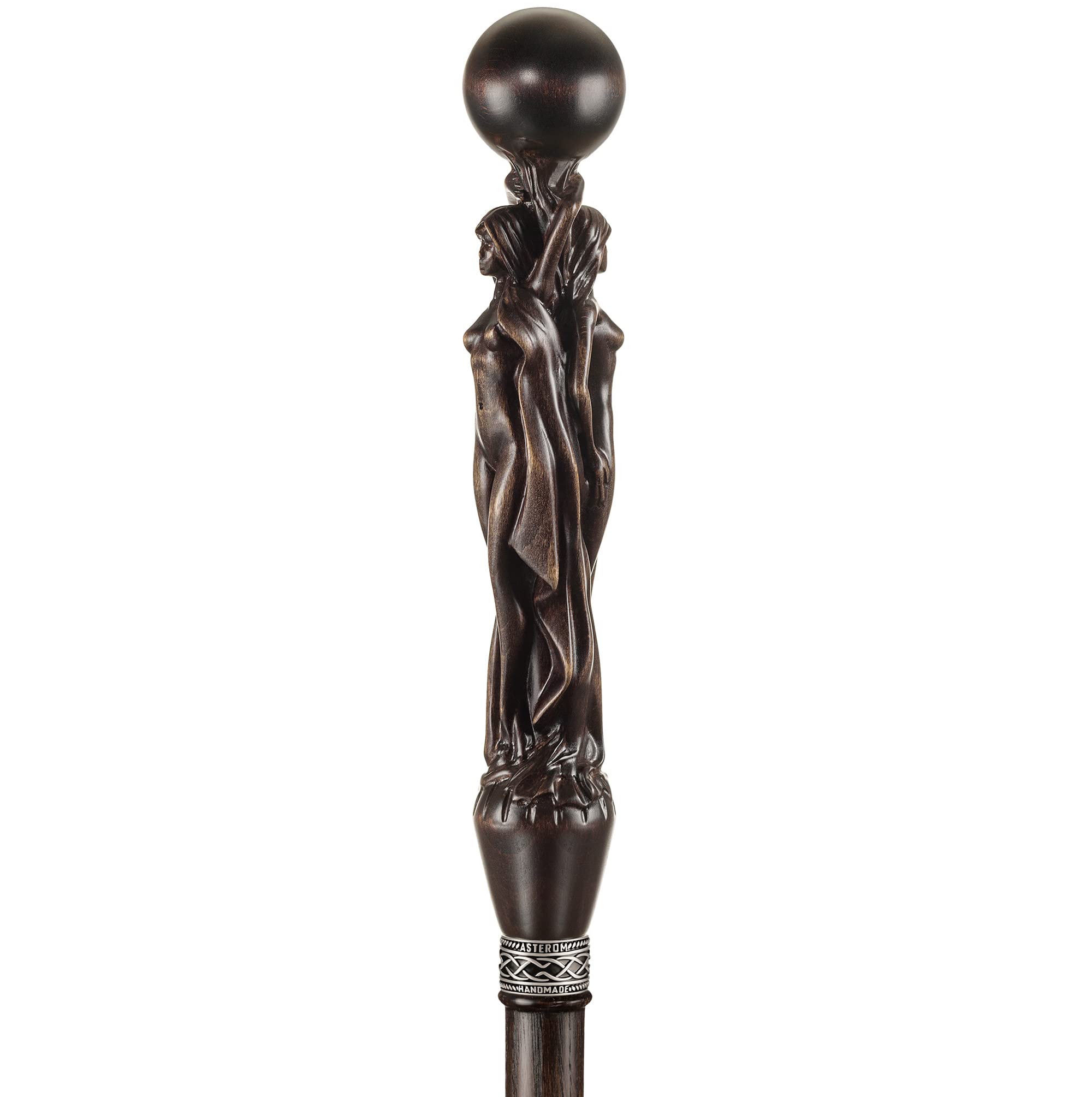 Handcrafted Wooden Walking Cane for Men - Gemini Design - Unique Carved Walking Stick - Fashionable Mobility Aid for Seniors & Style-Conscious Gentlemen - Perfect for Hiking, Travel & Everyday Support