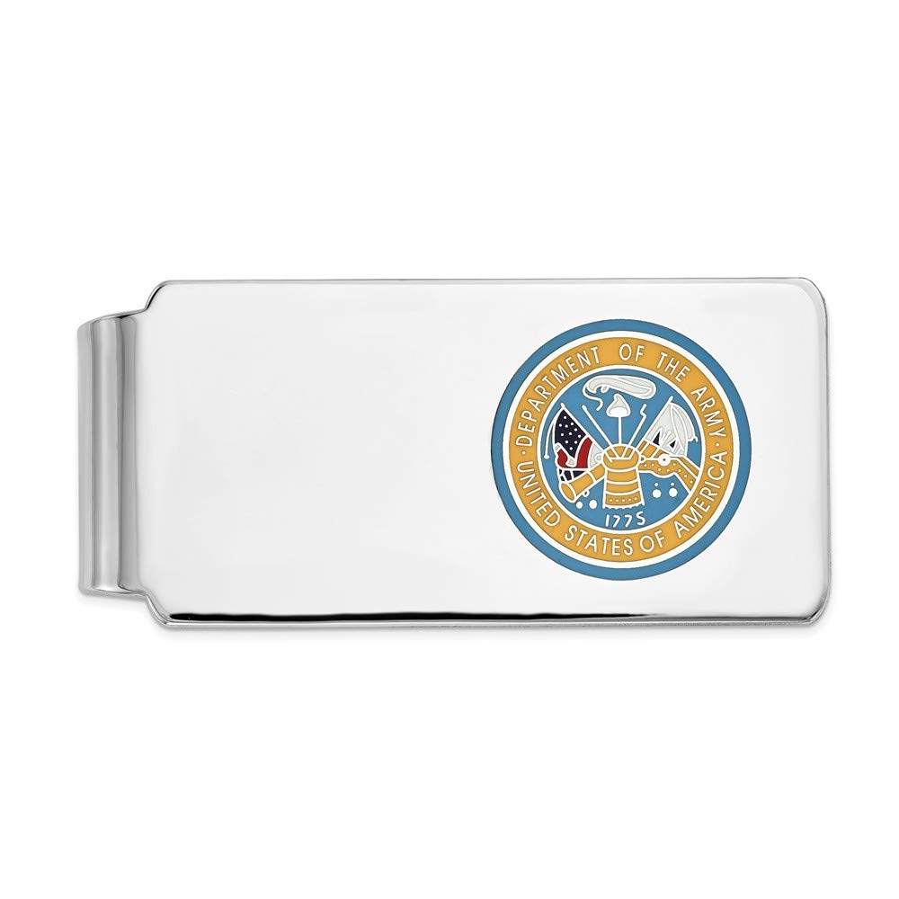 Sterling Silver Rhodium-Plated Army Logo Money Clip for Men - Military Themed Gift for Cash & Credit Cards - Perfect for Veterans, Soldiers & Patriotic Gifts