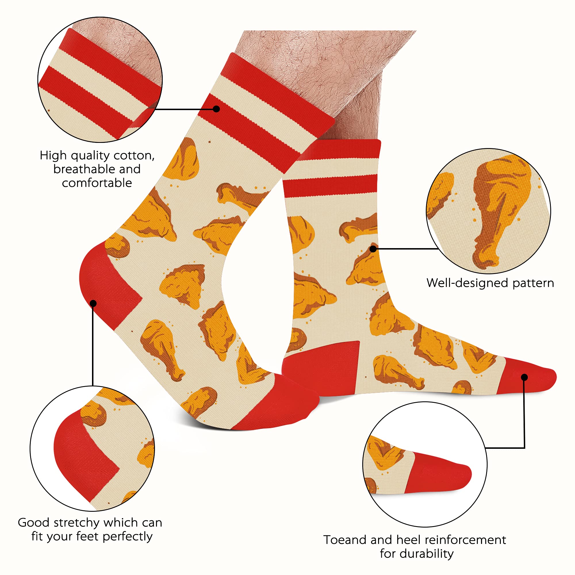 AGRIMONY Funny 3D Printed Socks for Men & Women - Novelty Dress Socks with Food Patterns - Perfect Gift for Teens & Adults - Great for Parties, Cosplay & Everyday Wear