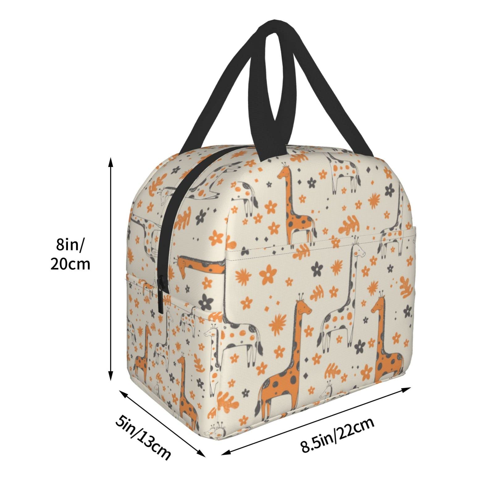 Cute Giraffe Insulated Lunch Box for Adults - Reusable Thermal Lunch Bag for Work, School, Camping, Hiking & Picnics - Perfect Office Lunch Tote & Beach Travel Cooler Bag